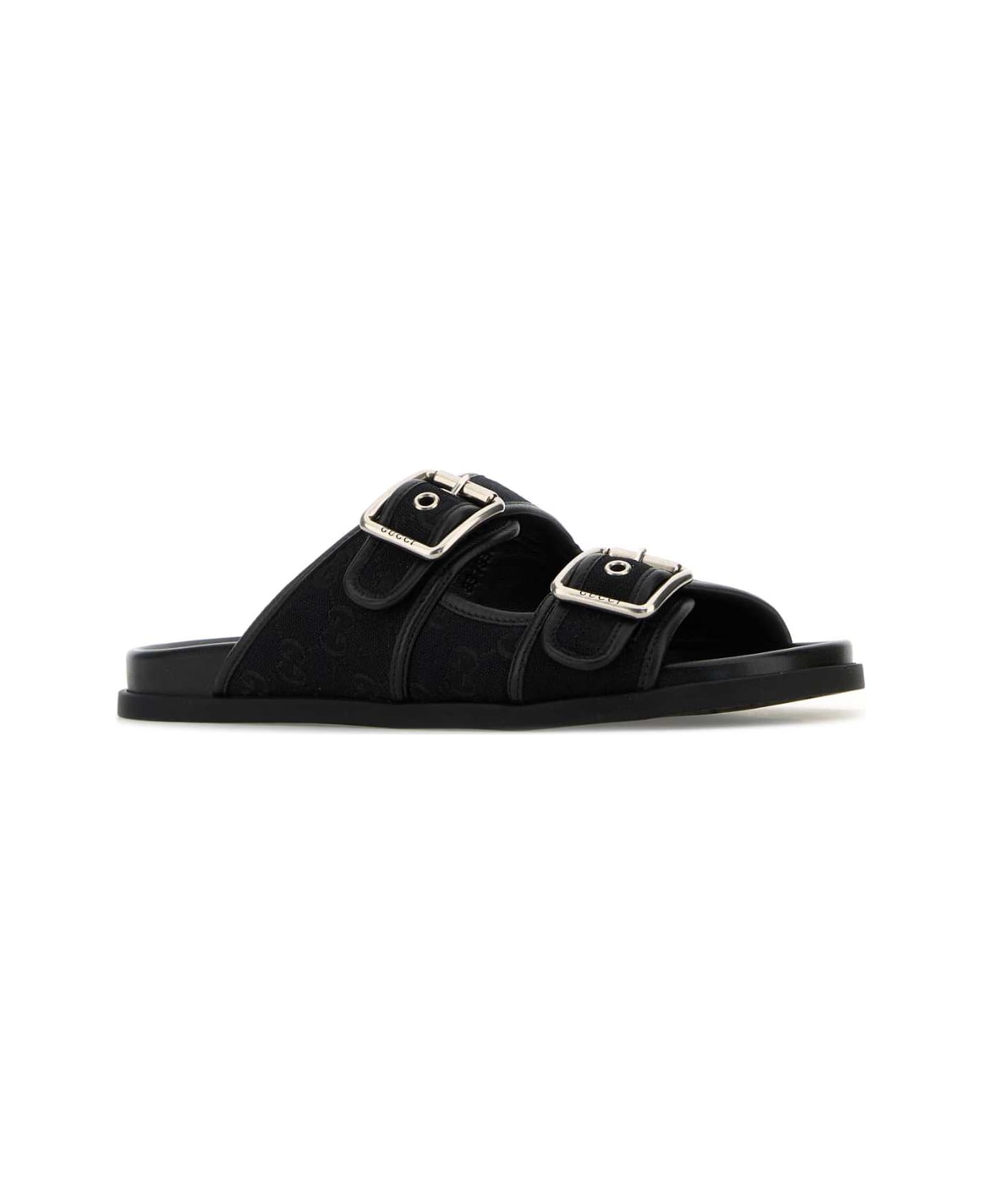 Gucci Gg Fabric Slippers - BLACK/BLACK