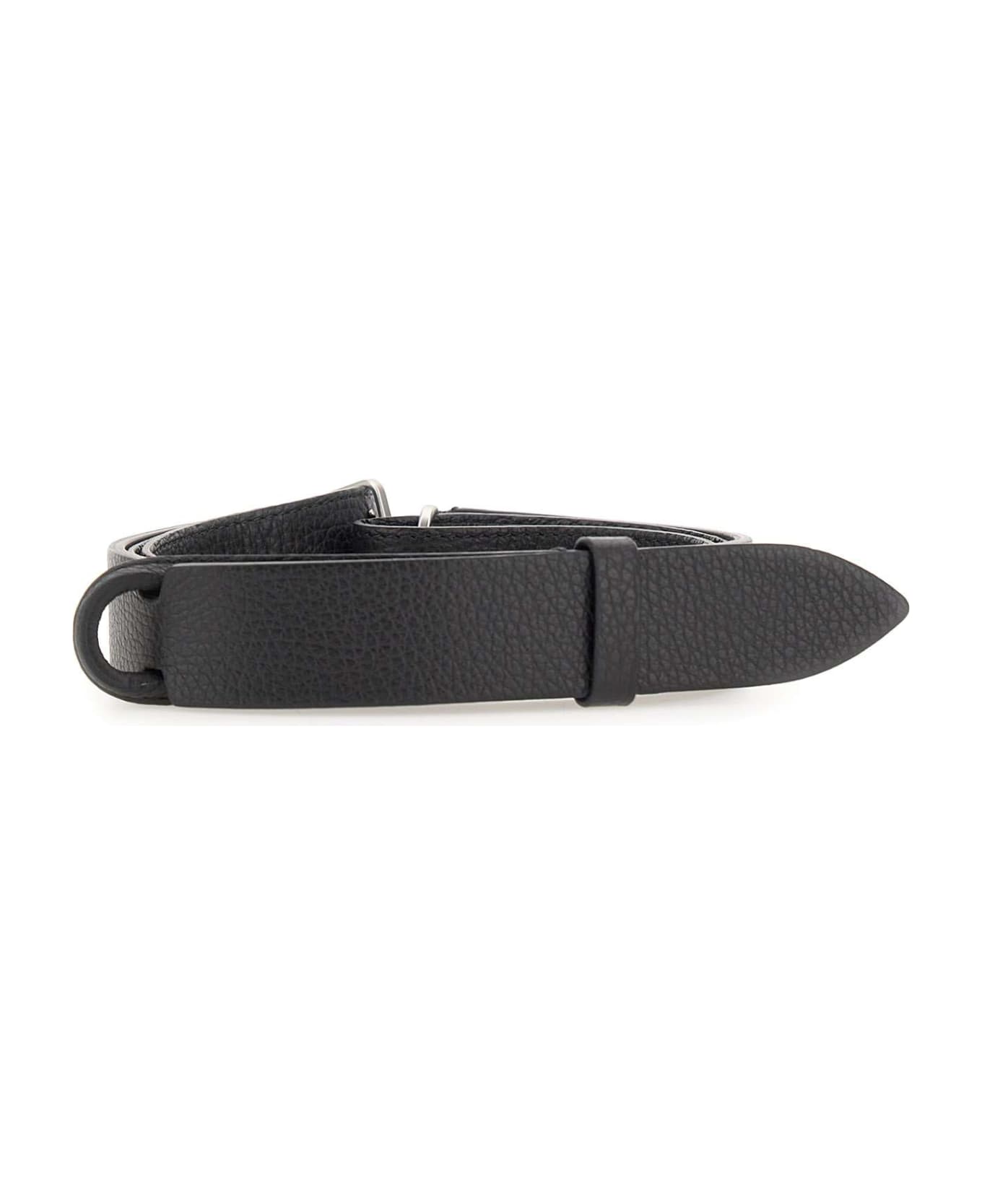 Orciani "nobukle Micron" Leather Belt - BLACK