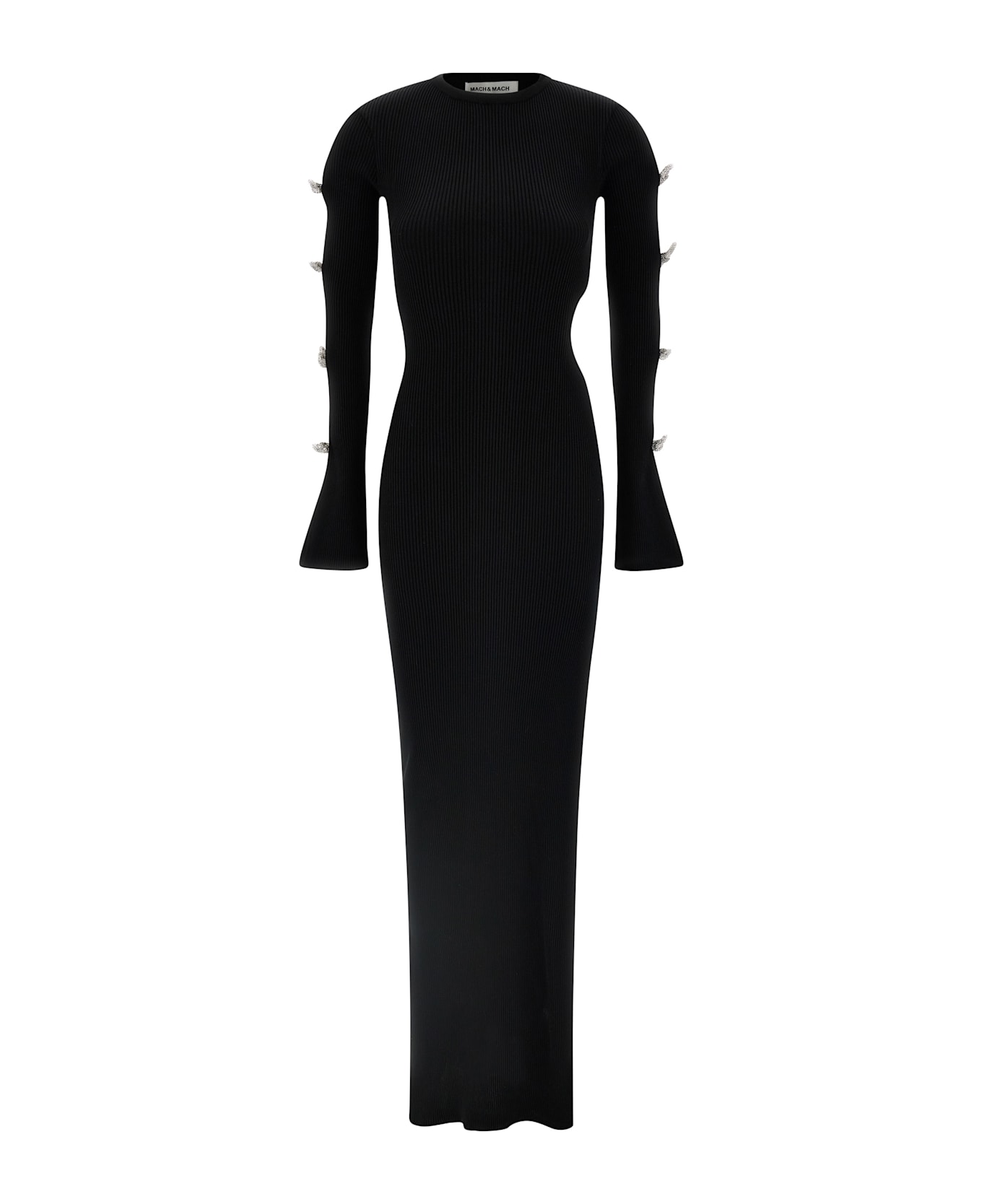 Mach & Mach 'cut-out Crystal Bow' Dress - Black  