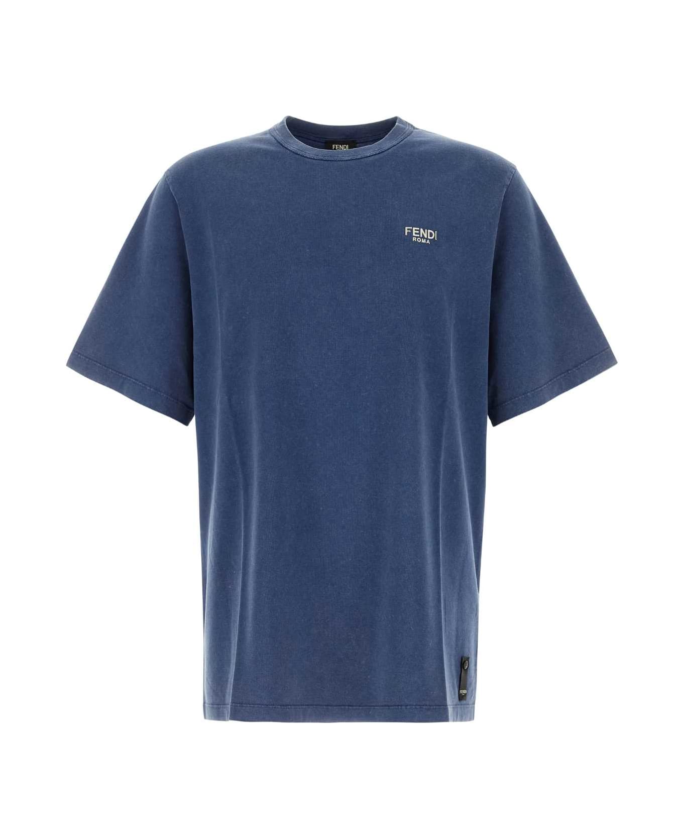 Fendi Blue Cotton T-shirt - OCEANO