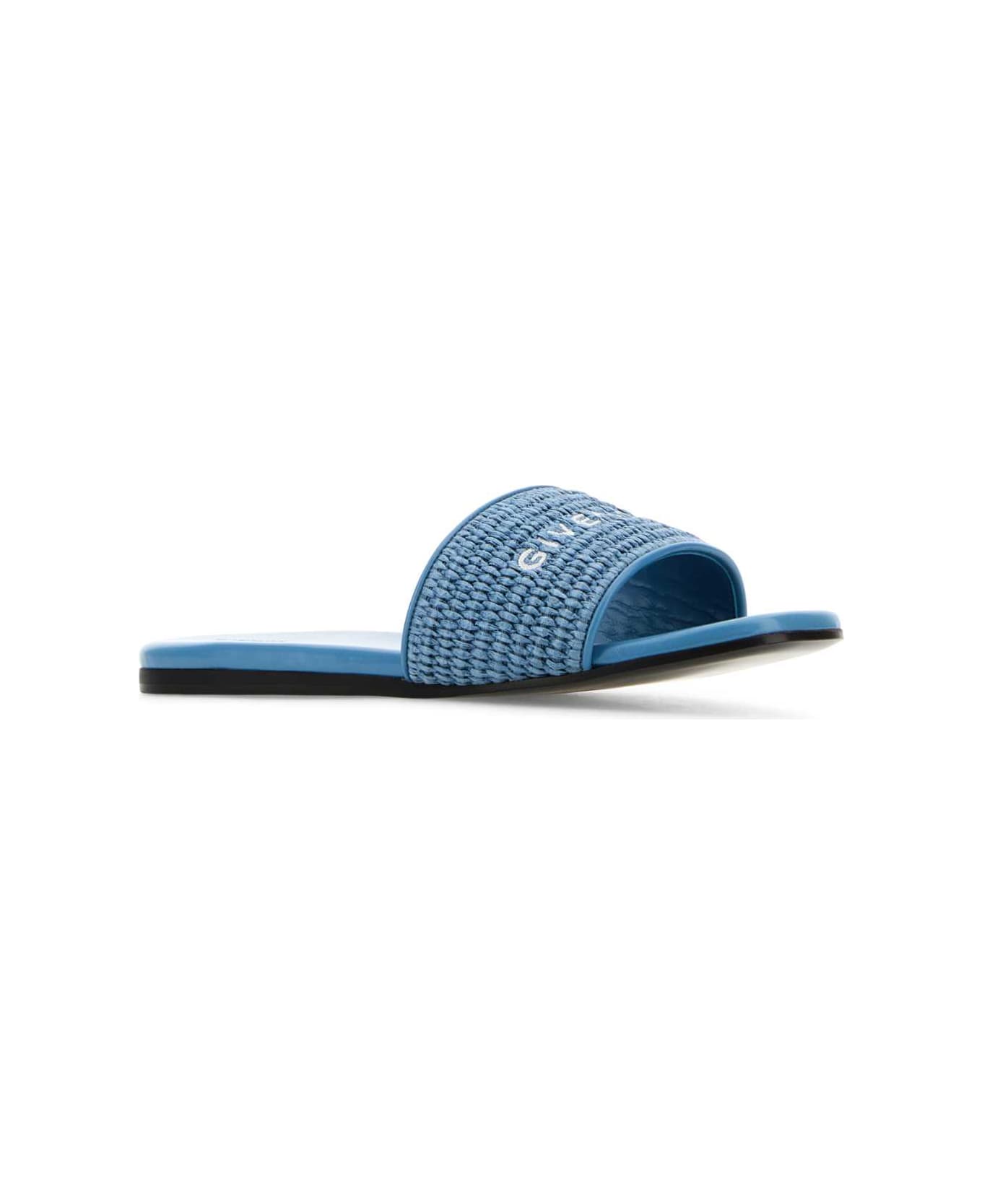 Givenchy Denim Blue Raffia 4g Slippers - DENIMBLUE