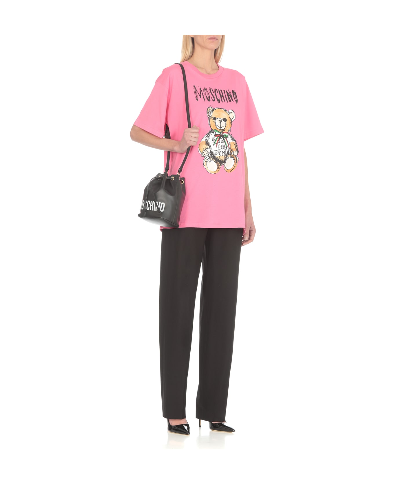 Moschino Drawn Teddy Bear T-shirt - Fuchsia Tシャツ