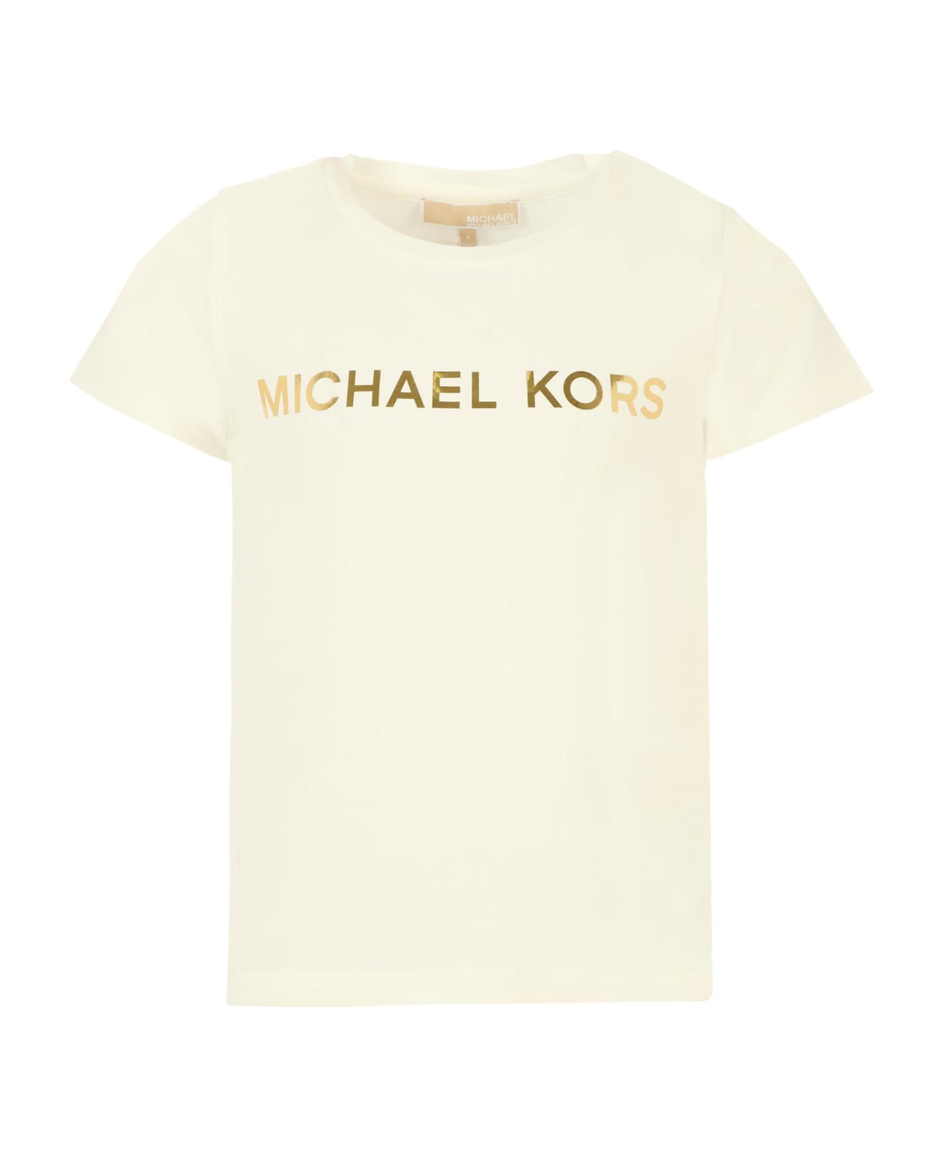 Michael Kors Ivory T-shirt For Girl With Logo - Ivory
