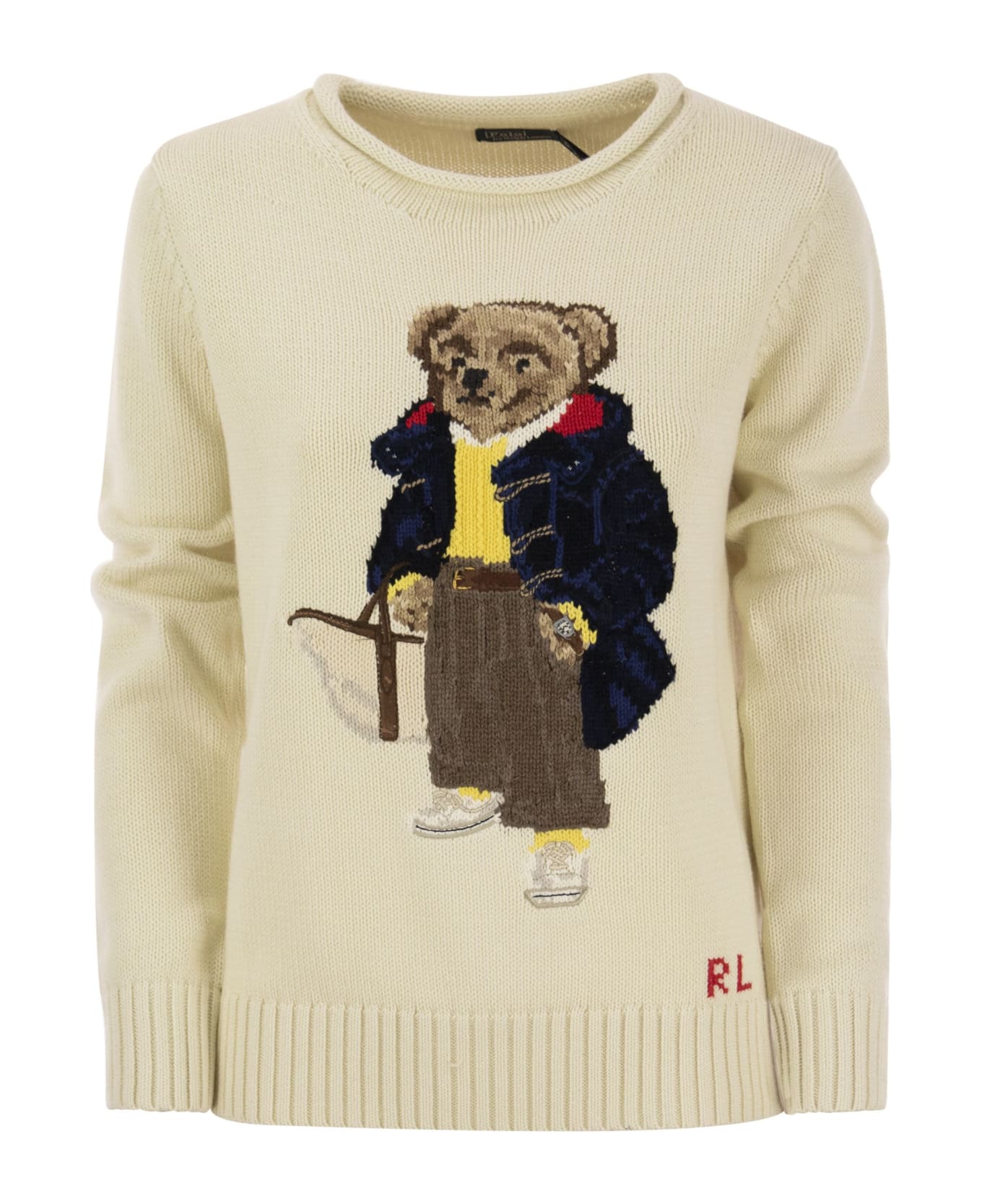 Polo Ralph Lauren Cotton Pullover With Polo Bear Pattern - panna