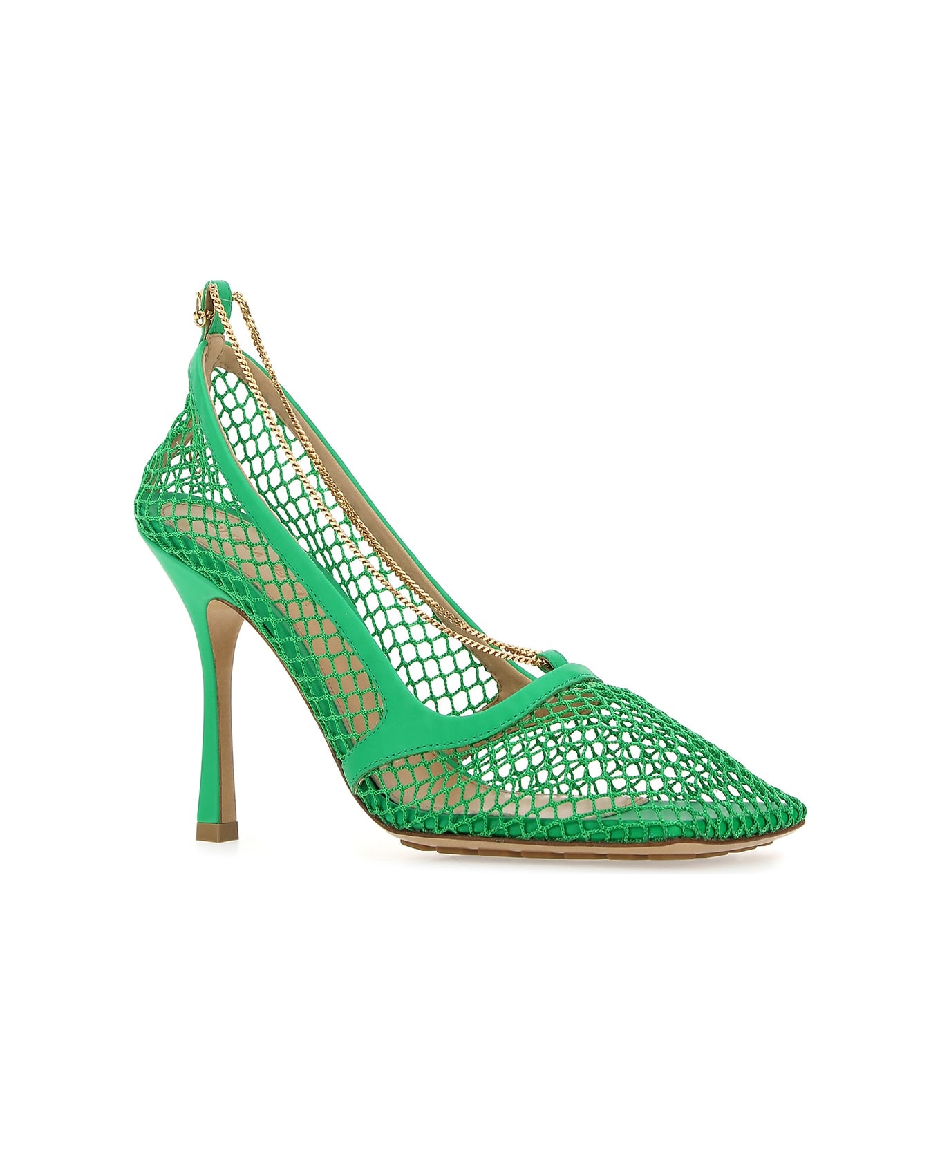 Bottega Veneta Grass Green Mesh Stretch Pumps - 3708