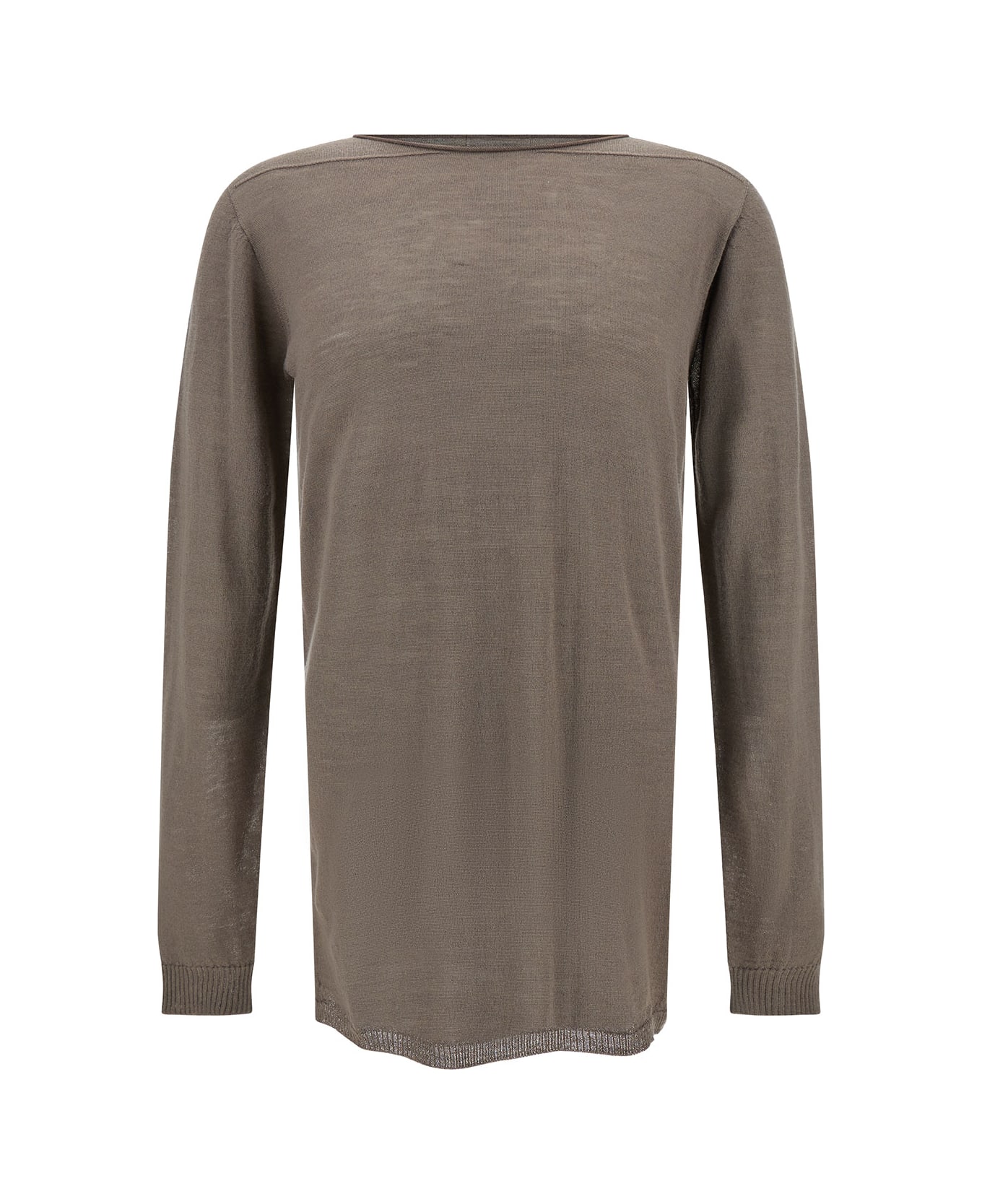 Rick Owens Beige Long-sleeve Top With Boat Neckline In Wool Man - Pink ニットウェア