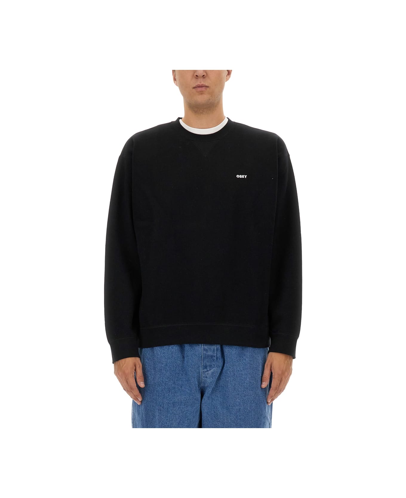 Obey Sweatshirt With Logo - BLACK