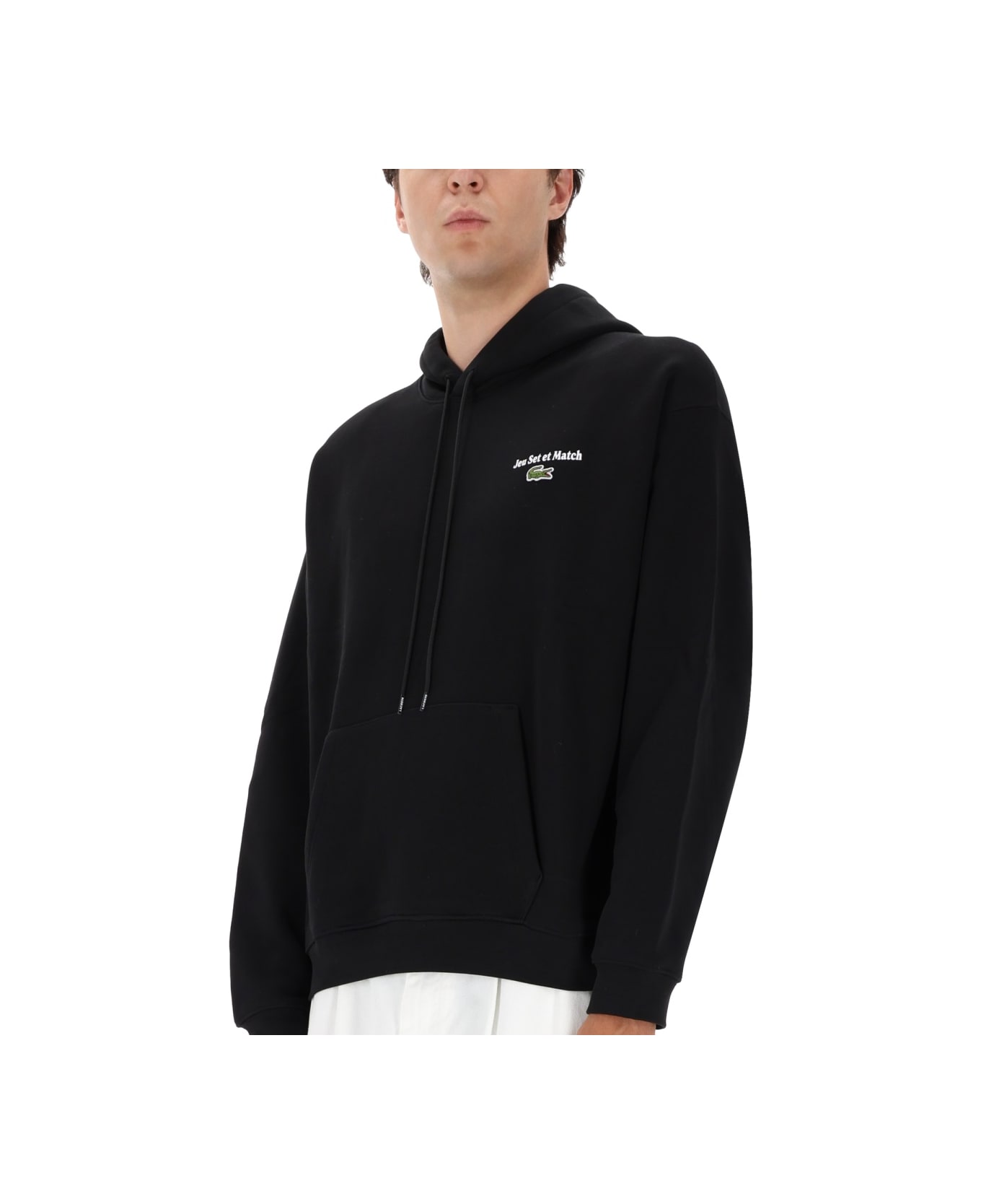 Lacoste Sweatshirt With Logo And Print - BLACK
