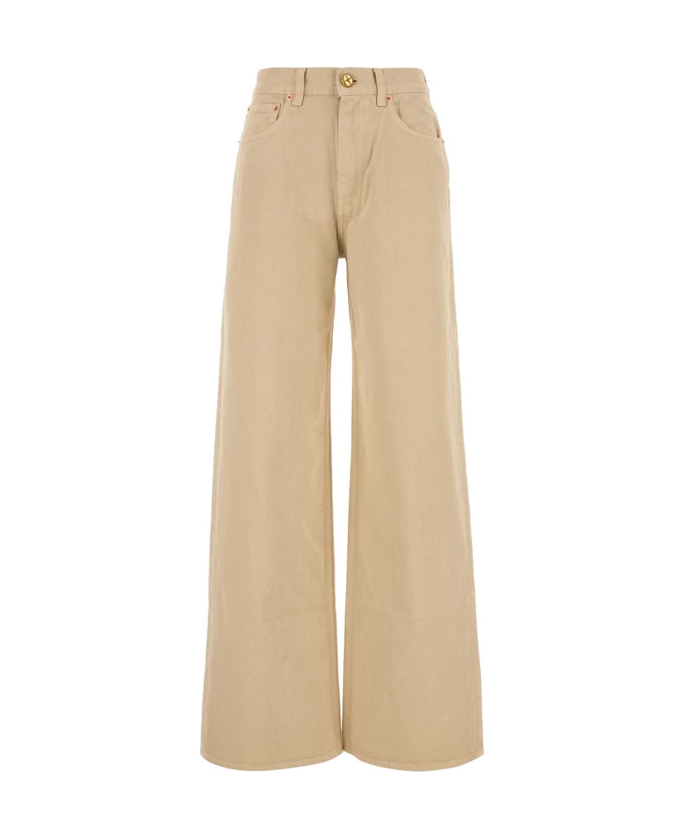 Blazé Milano Beige Denim Nariida Wide-leg Jeans - ALMOND