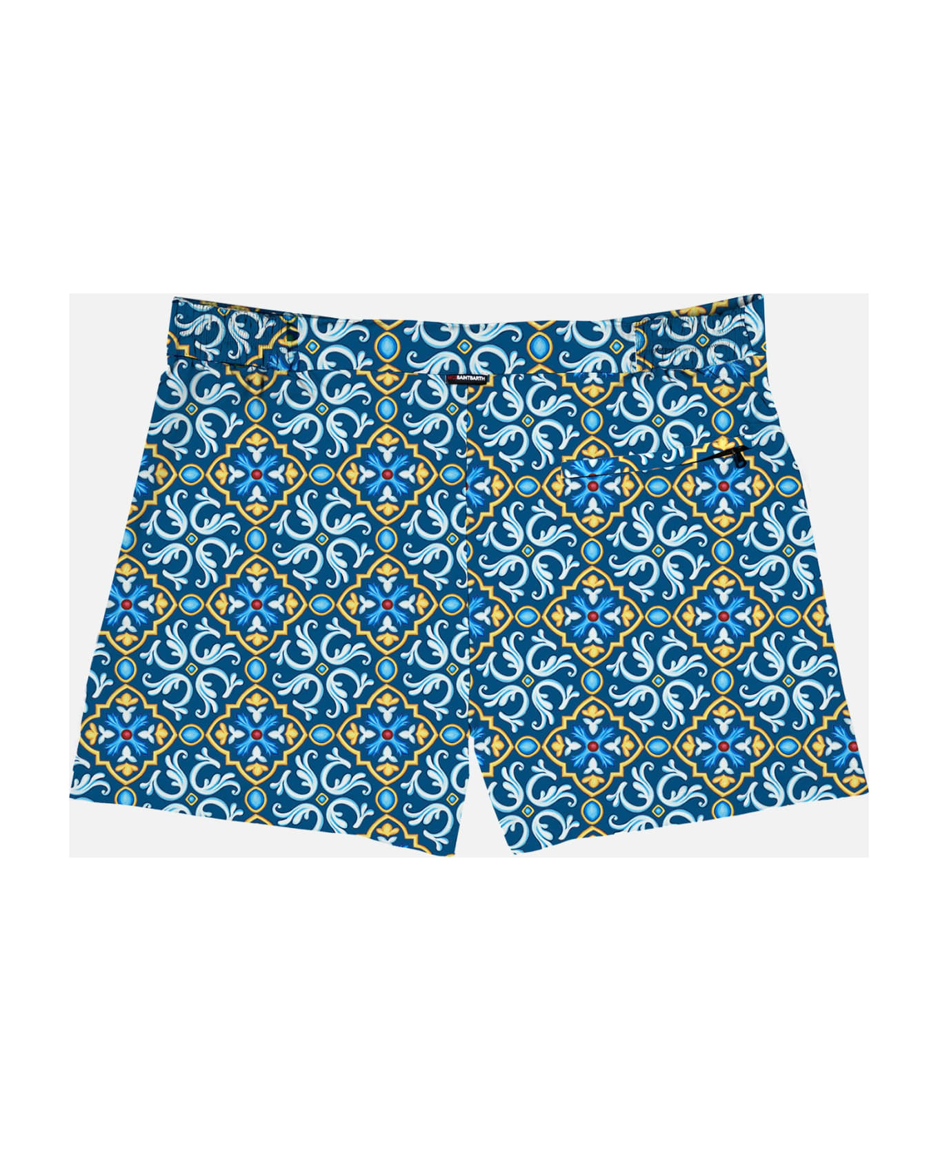 MC2 Saint Barth Man Swim Shorts With Maiolica Print - BLUE スイムトランクス