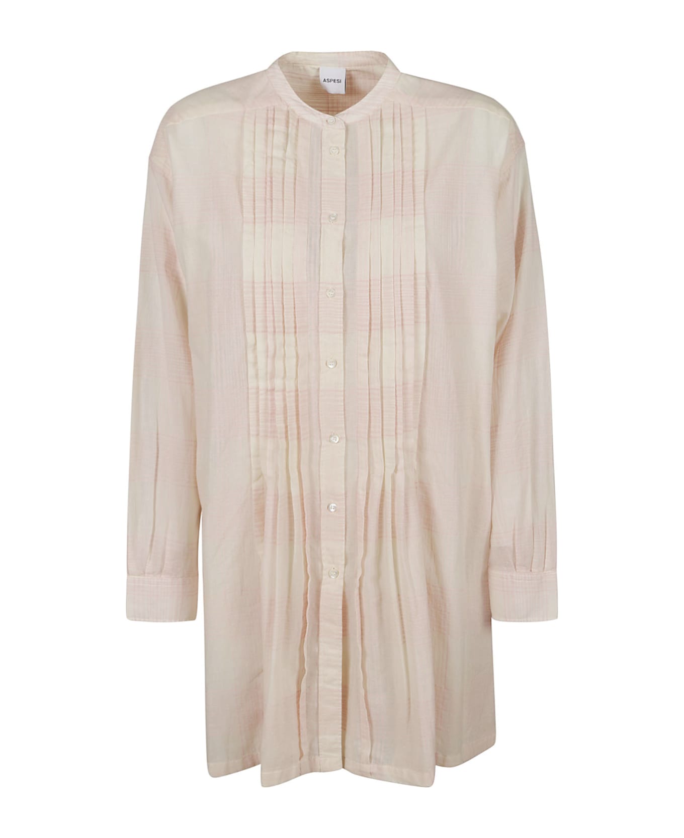 Aspesi Pleat Detail Long Shirt Dress - CHECK ROSA / PINK CHECK