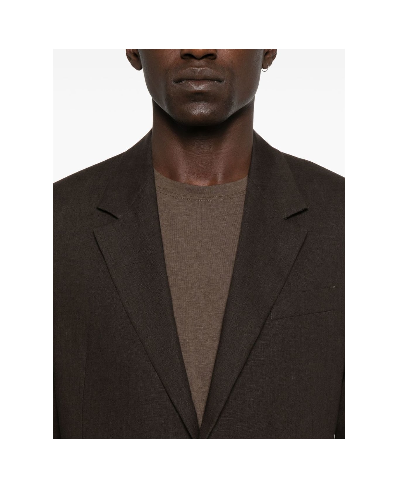 Emporio Armani Linen Single-breasted Jacket - Brown