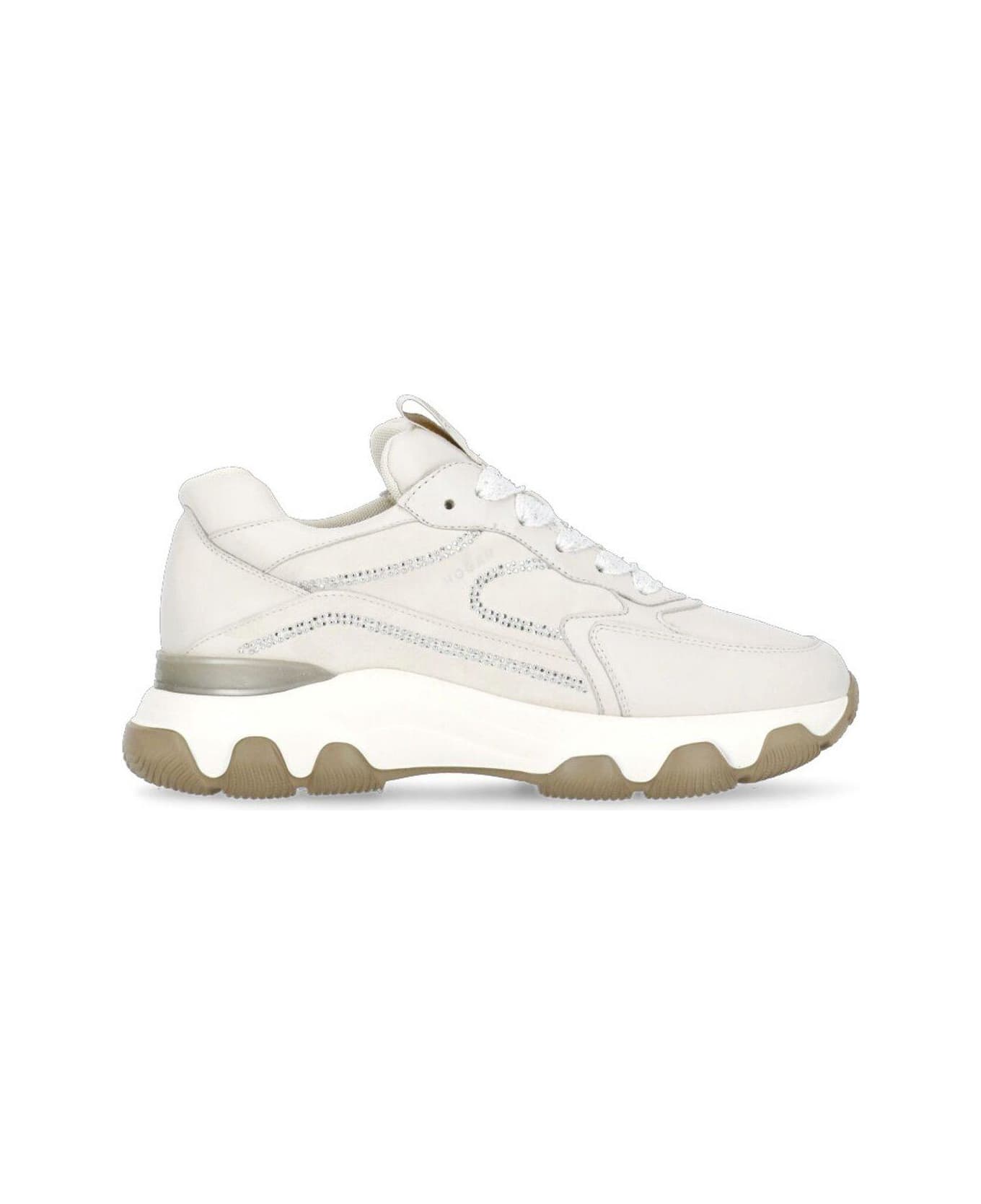 Hogan Round-toe Lace-up Sneakers - Ivory