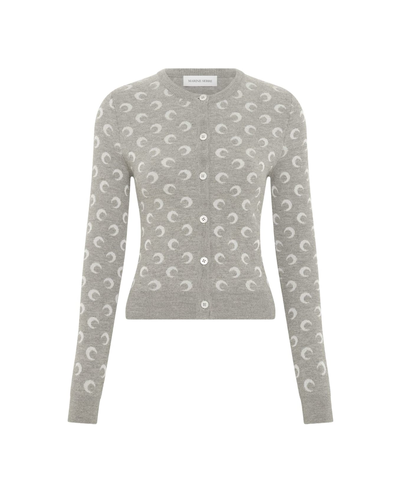 Marine Serre Moon Wool Blend Cardigan - Light Grey