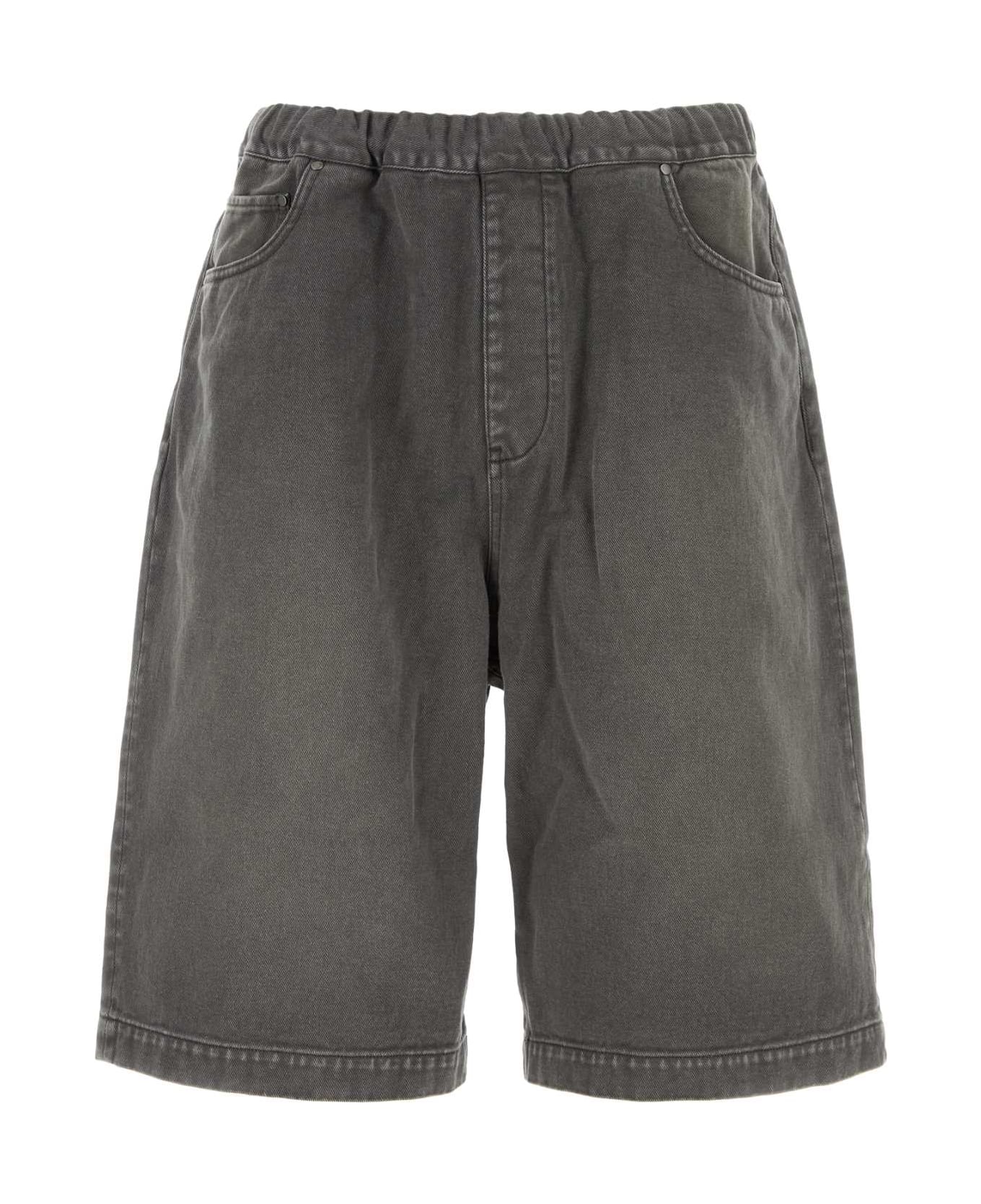 Entire Studios Dark Grey Denim Bermuda Shorts - STONELIGHT
