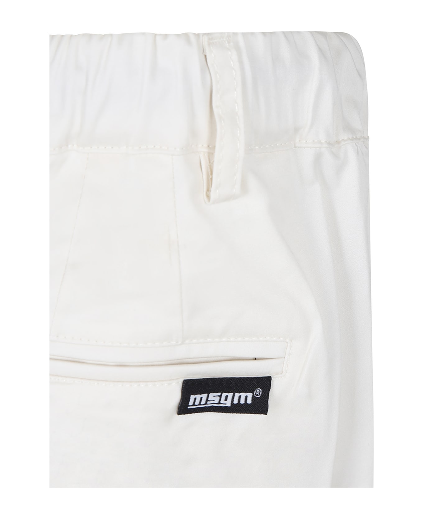 MSGM Ivory Trousers For Boy With Logo - Ivory