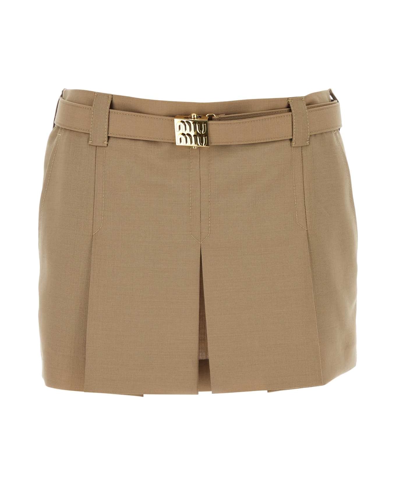 Miu Miu Camel Mohair Blend Mini Skirt - NOCCIOLA スカート