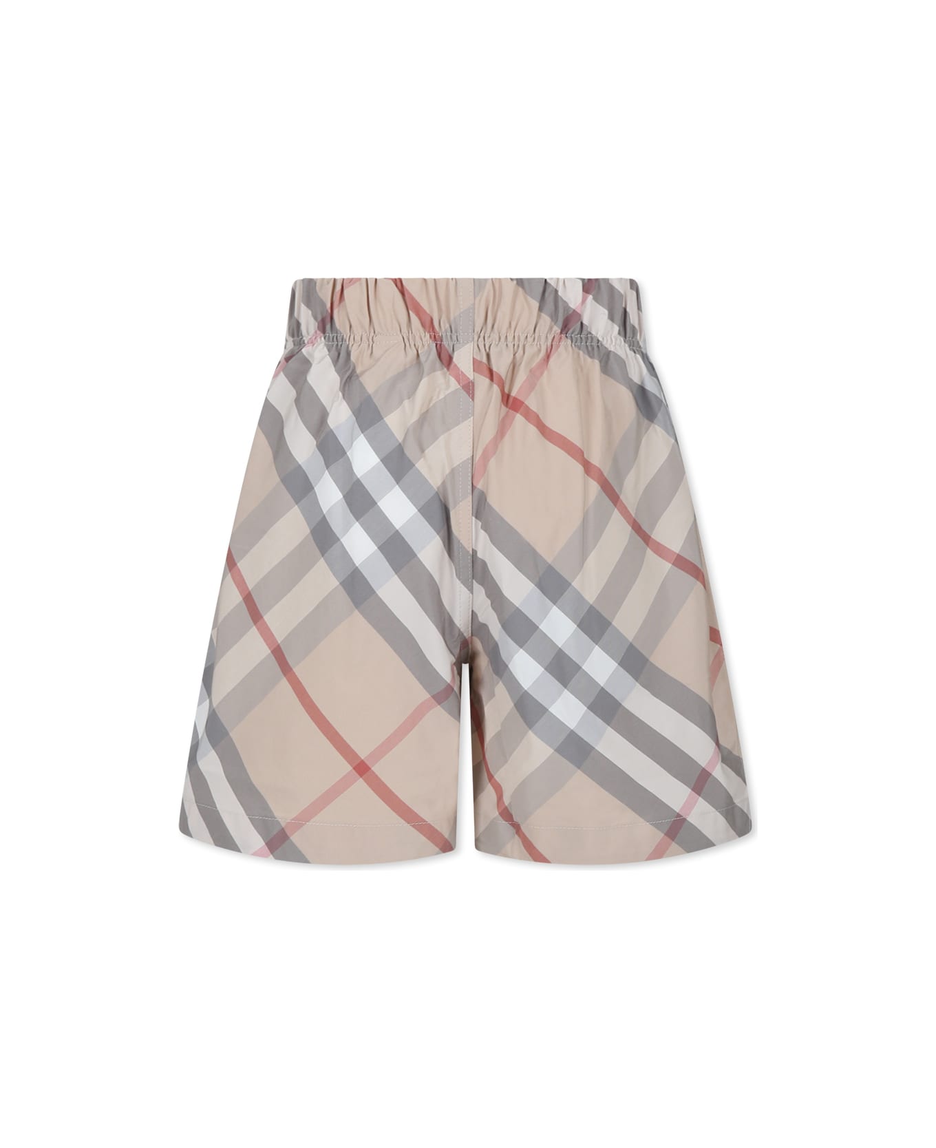 Burberry Beige Shorts For Kids With Vintage Check - Beige