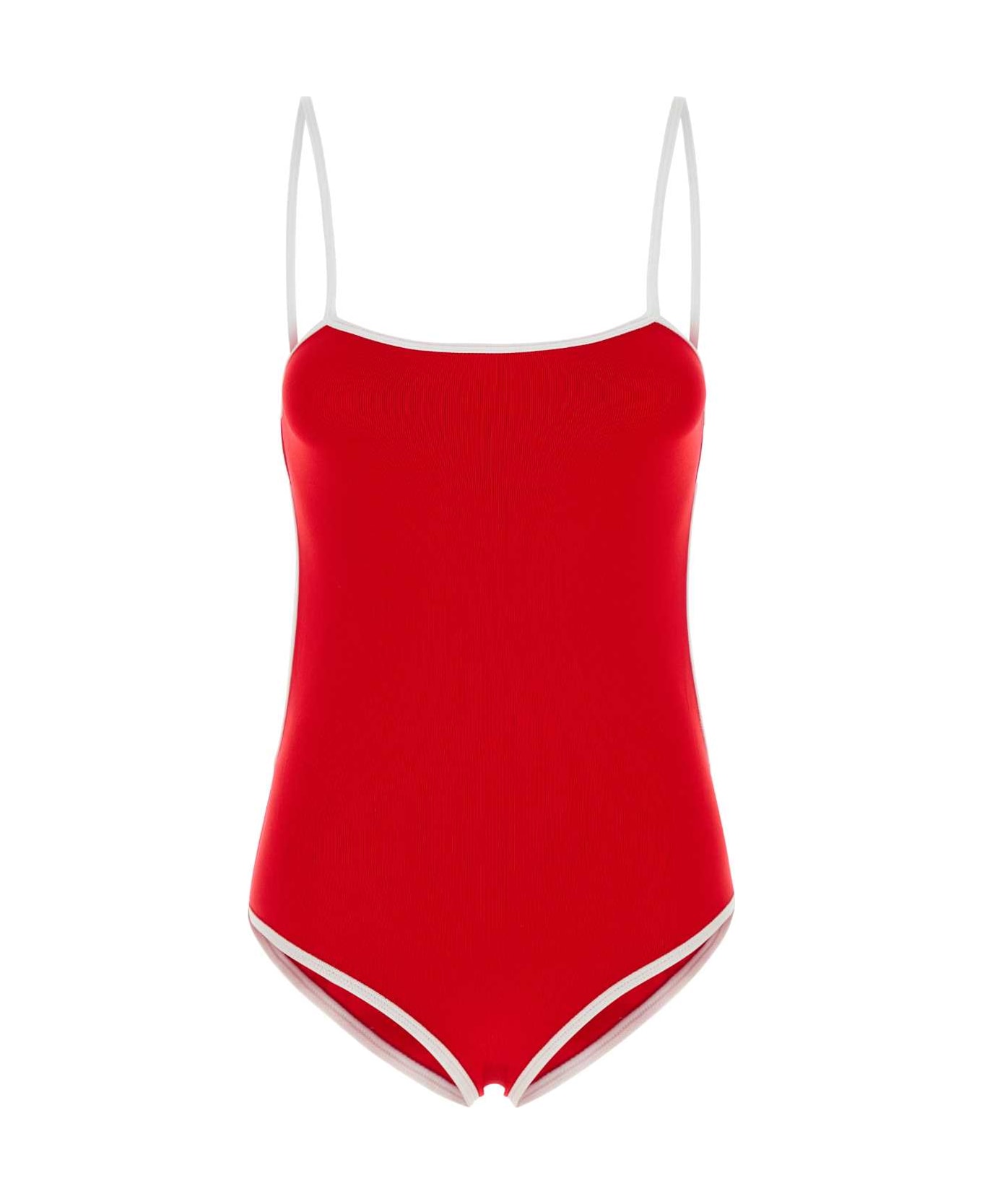 Miu Miu Red Stretch Nylon Swimsuit - ROSSOBIANCO