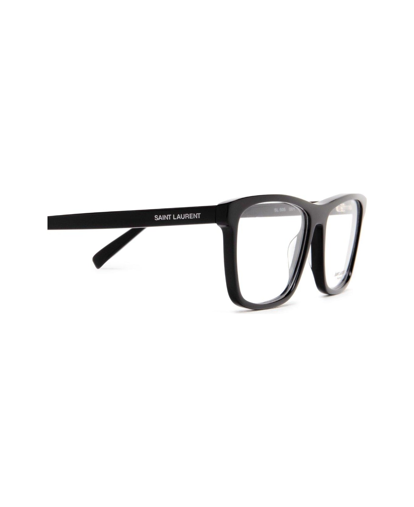 Saint Laurent Eyewear Square Frame Glasses - 001 black black transpare