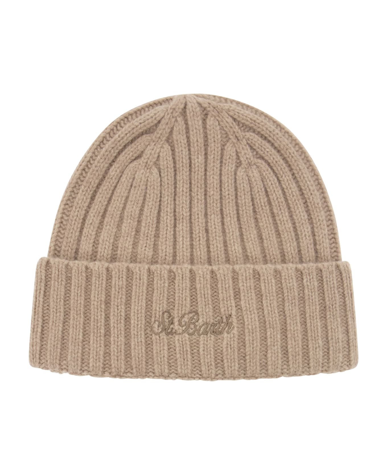 MC2 Saint Barth Wool Hat With Embroidery - Beige