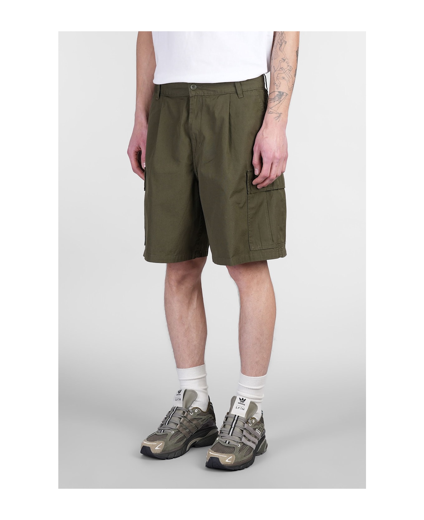 Carhartt Cole Cargo Short Shorts In Green Cotton - green