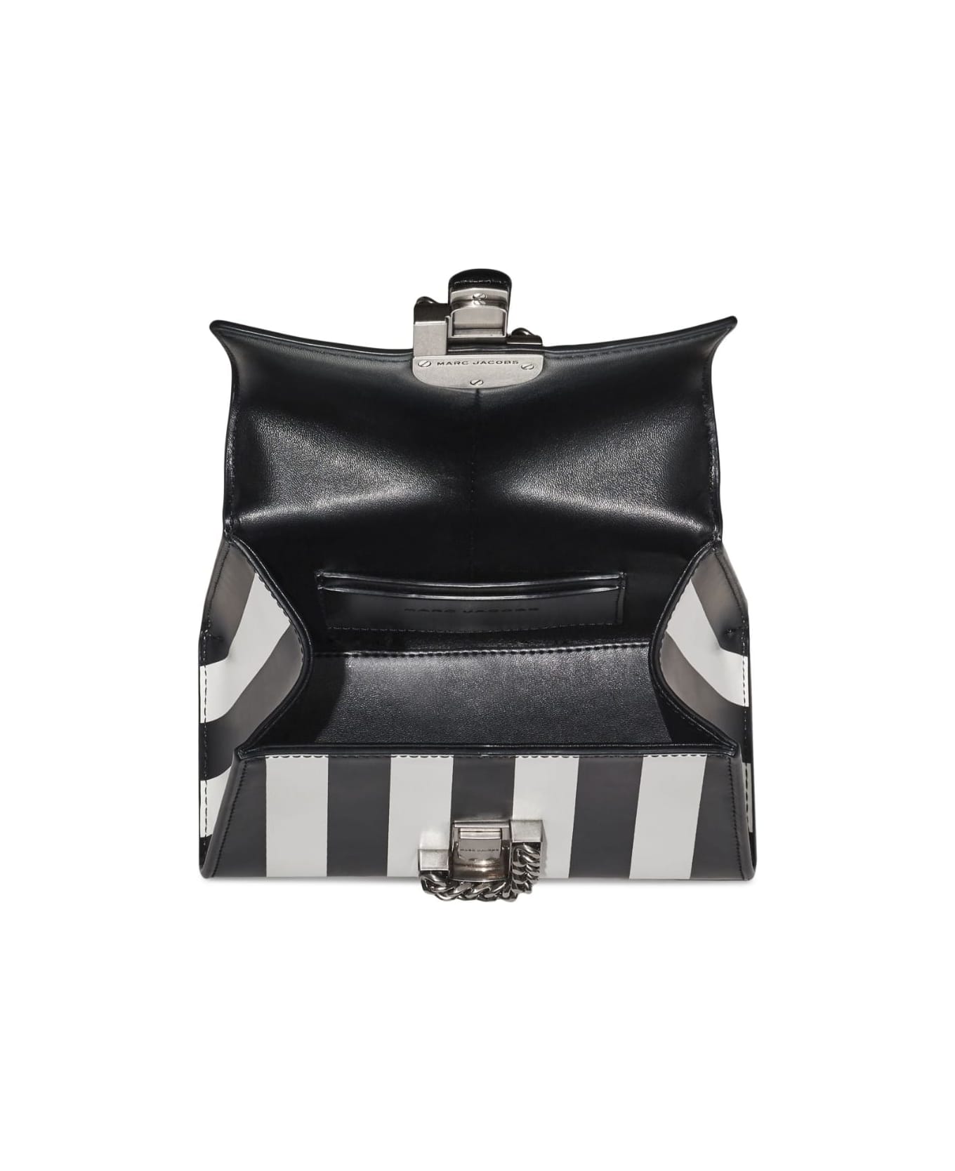 Marc Jacobs The Striped St. Marc Mini Top Handle - Black White トートバッグ