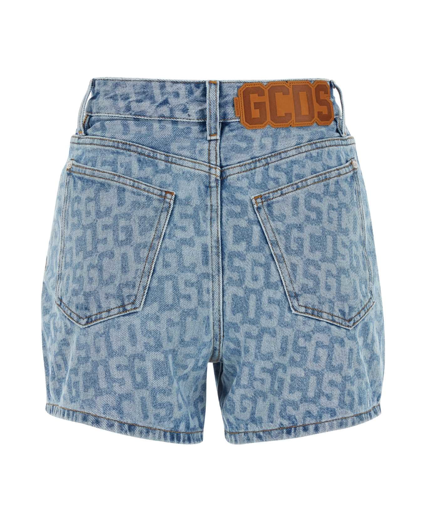 GCDS Printed Denim Shorts - Light Blue ショートパンツ