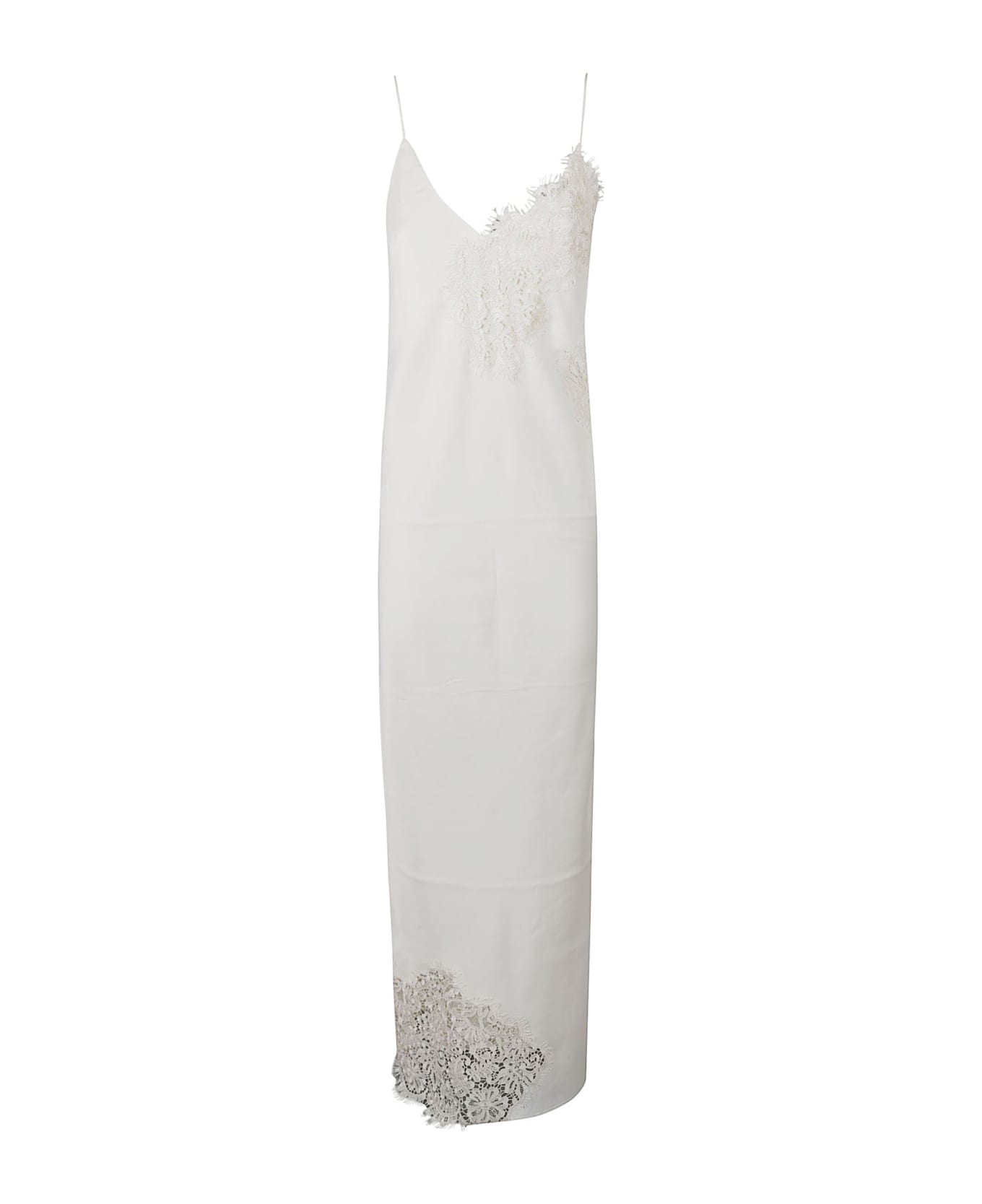 Róhe Lace Paneled Embroidered Long Dress - Cream