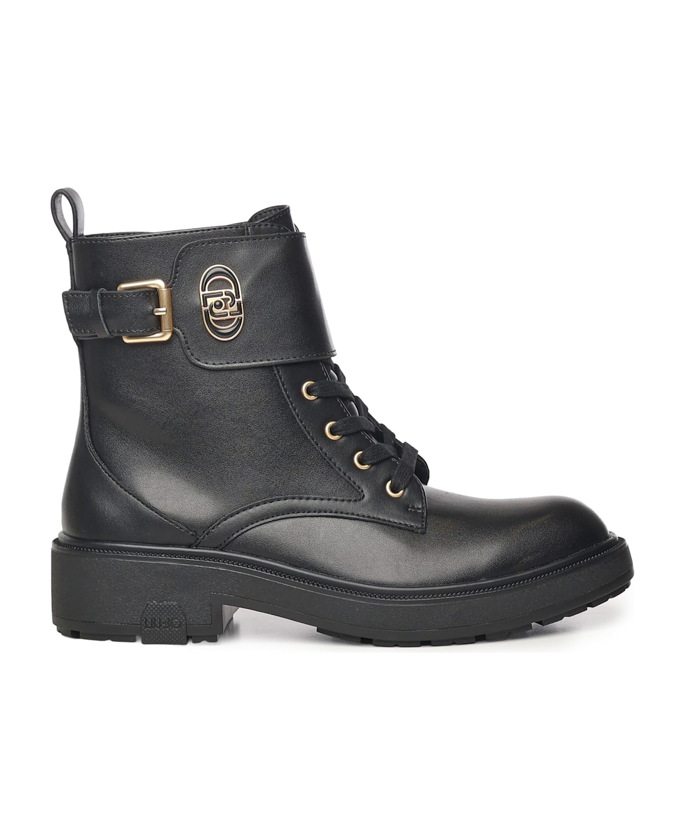 Liu-Jo Leather Combat Boots - Black