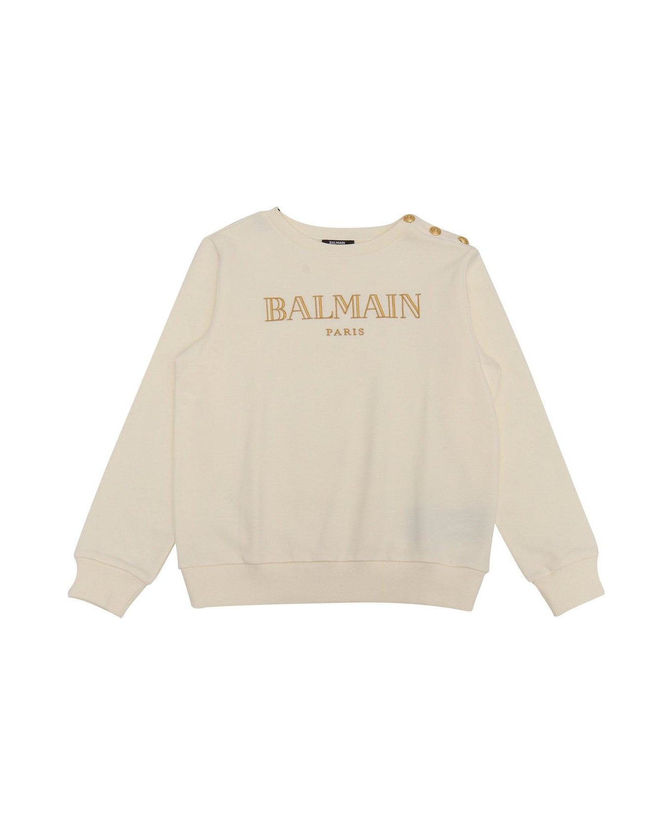 Balmain Logo Embroidered Jersey Sweatshirt - Blue/silver