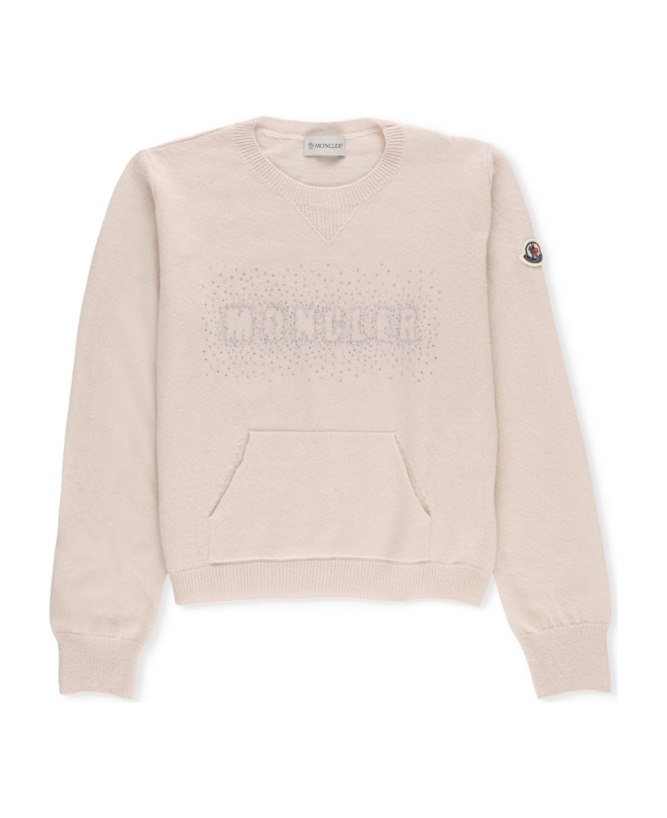Moncler Wool Sweater With Logo - Pink