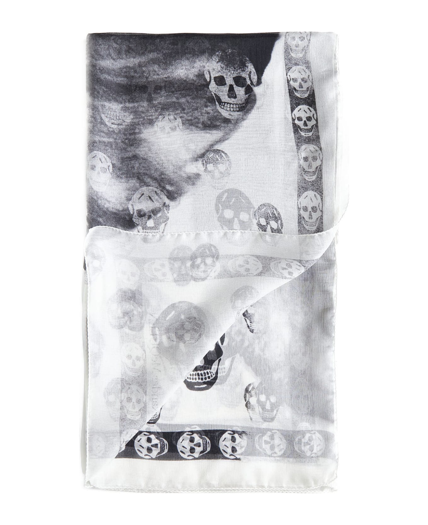 Alexander McQueen Skull Orchid Scarf - Ivory black スカーフ＆ストール