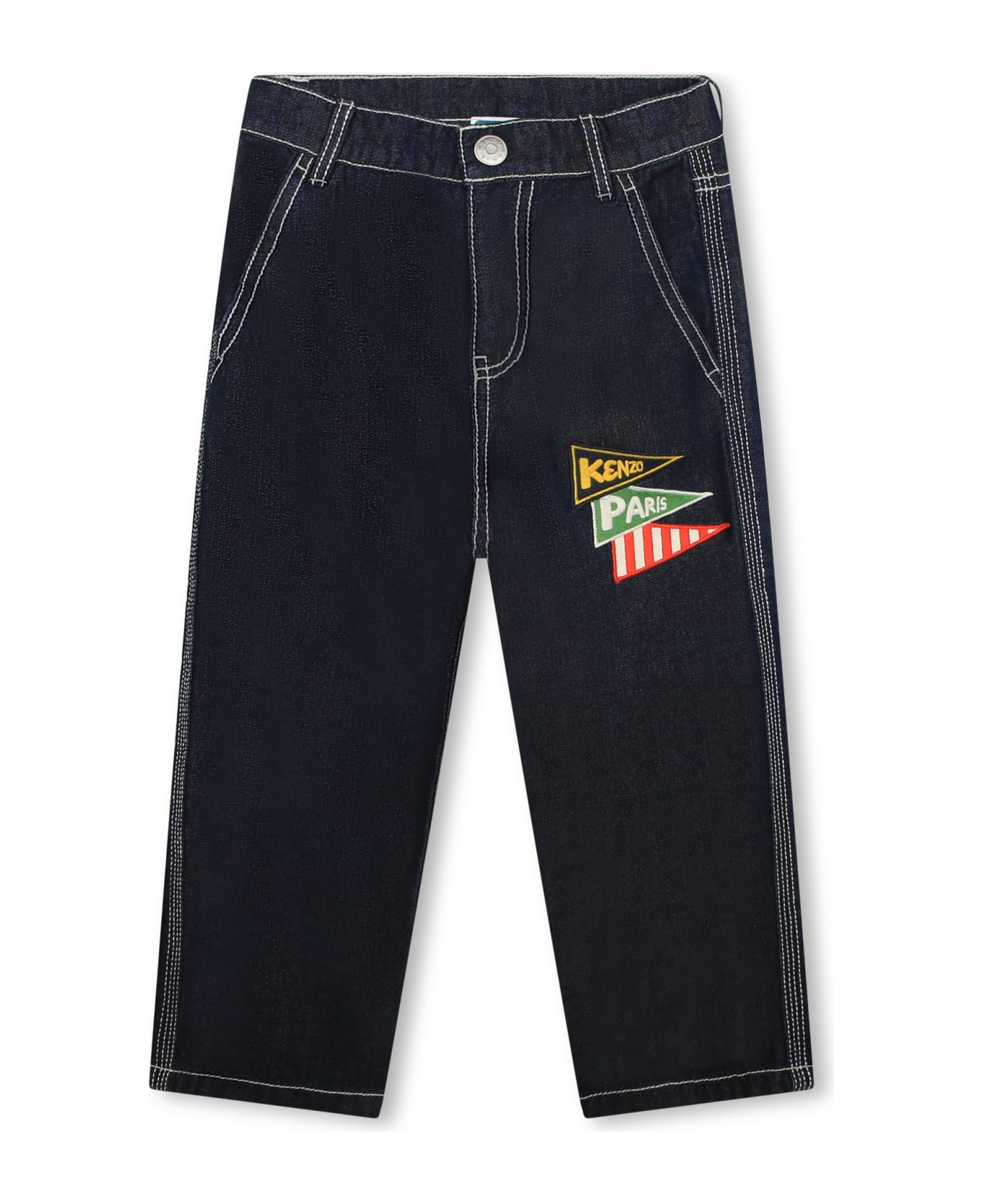 Kenzo Kids Jeans Con Applicazione - Black