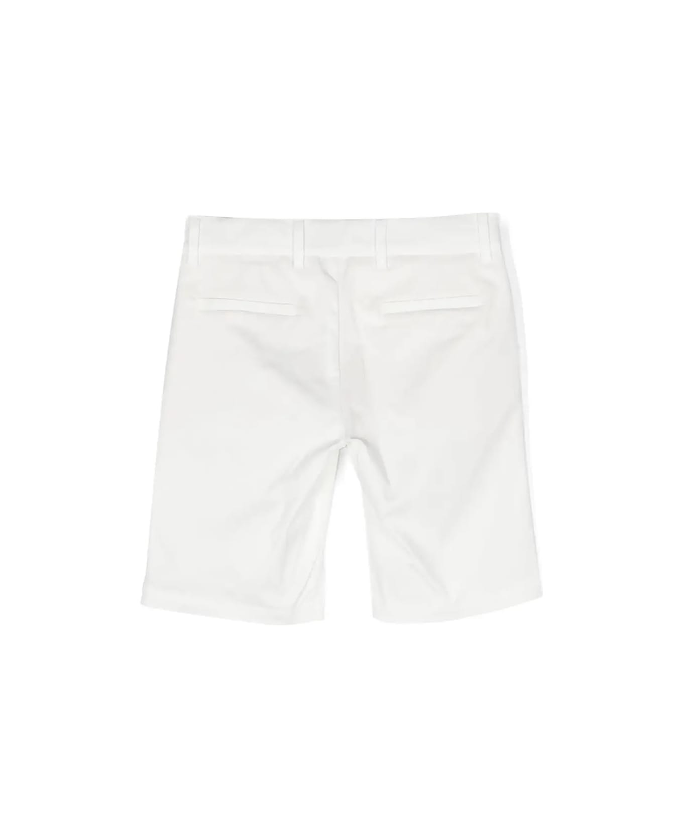 Fay White Cotton Blend Tailored Bermuda Shorts - White