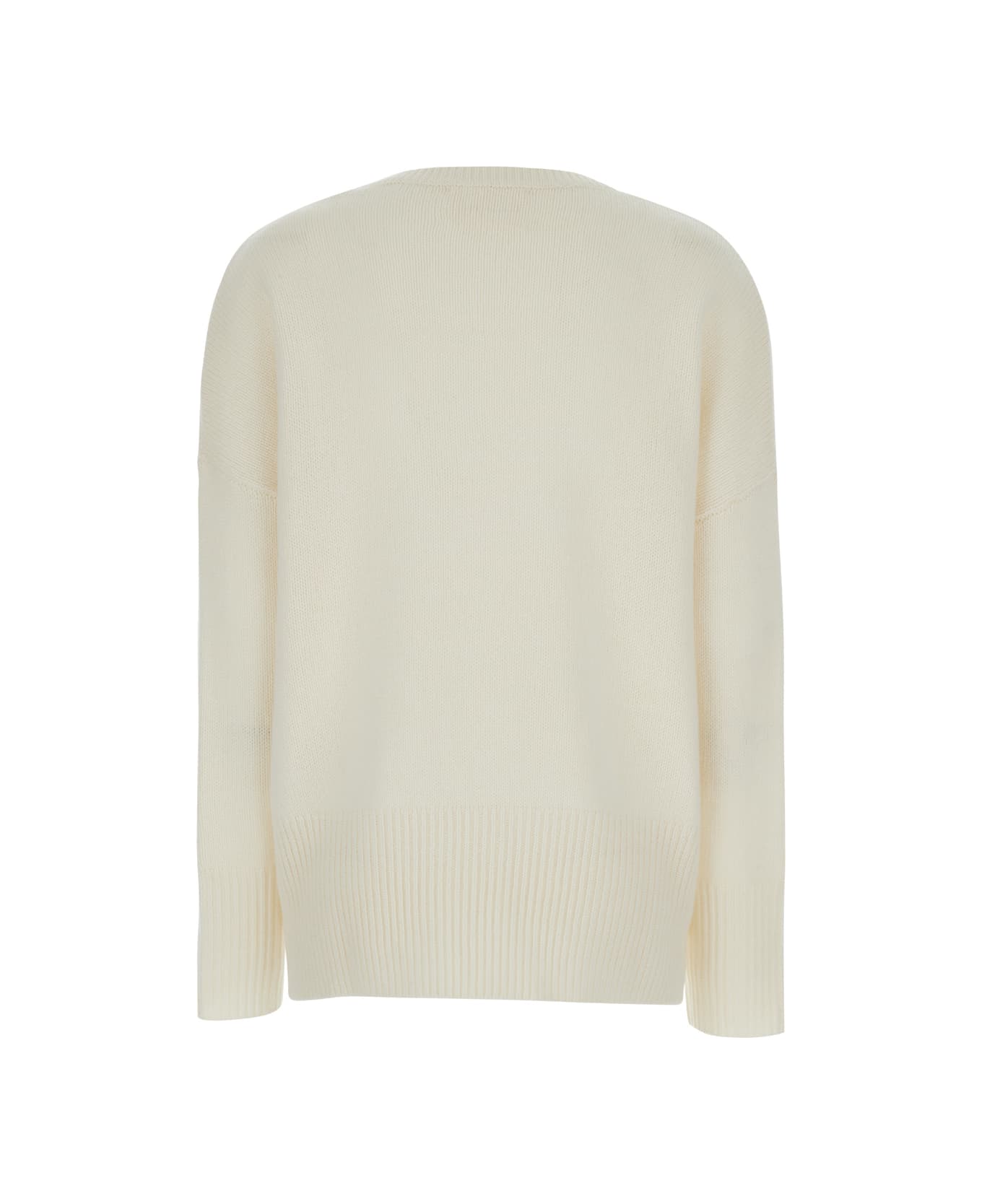 Lisa Yang 'mila' Cream White Sweater With Ribbed Trim In Cashmere Woman - White