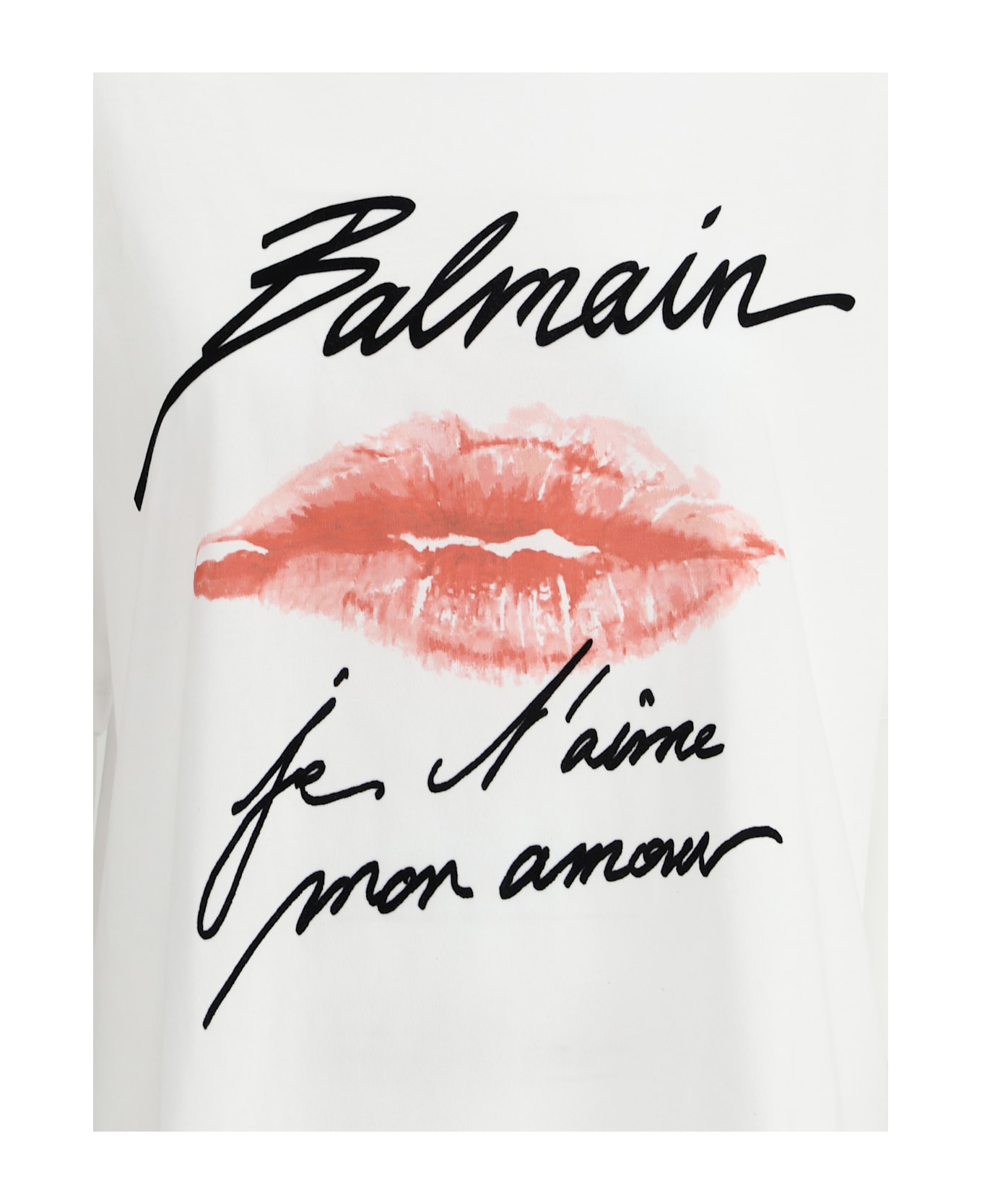 Balmain Kiss T-shirt - Gqv Blanc Noir Rouge