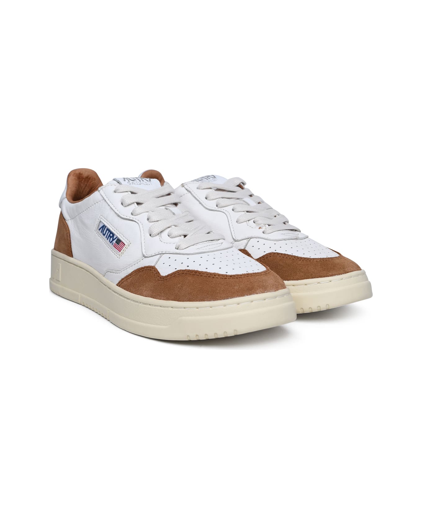 Autry 'medalist' Sneakers In Goat Leather And White Suede