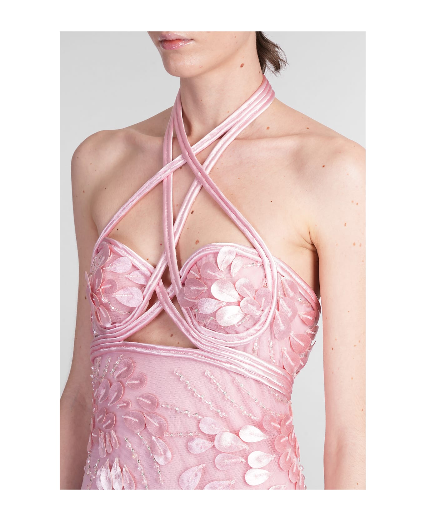 Costarellos Callula Mini Dress In Rose-pink Polyamide - rose-pink