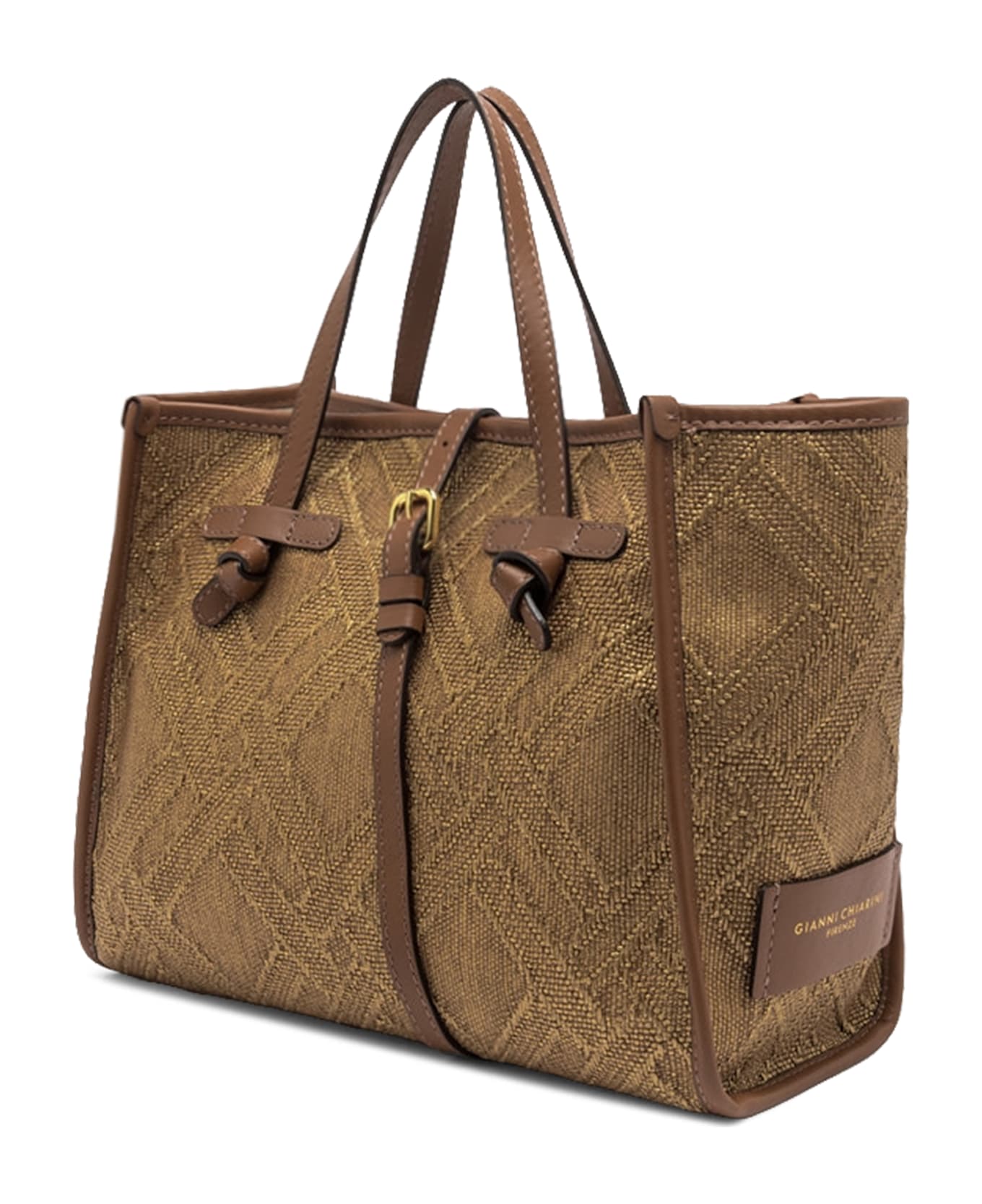 Gianni Chiarini Marcella Canvas And Leather Shopping Bag - Bronze