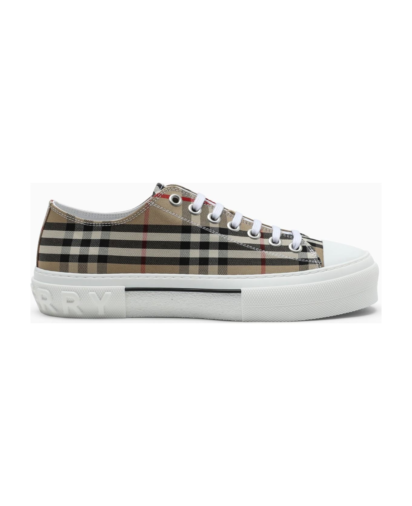 Burberry Beige Sneakers With Vintage Check Motif - NEUTRALS