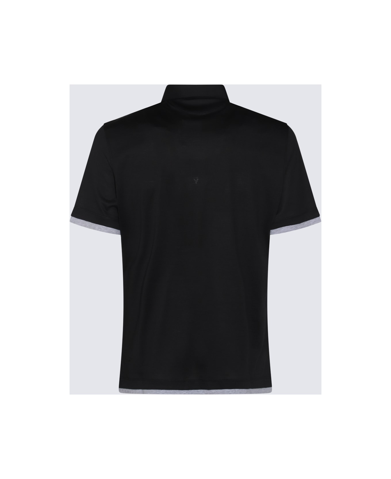 Brunello Cucinelli Black Silk Polo Shirt