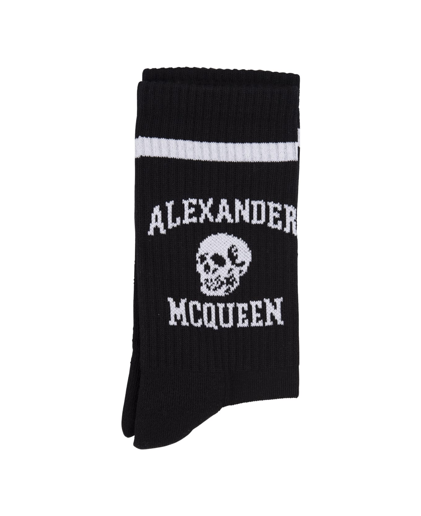 Alexander McQueen Logo Skull Socks In Black - Nero