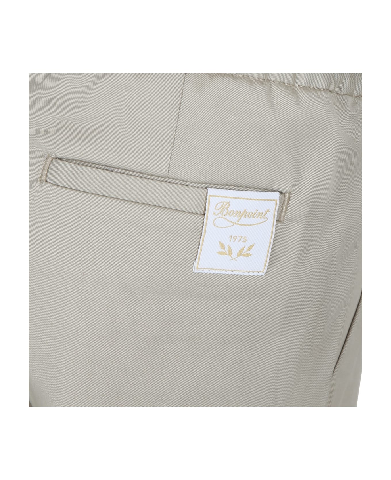 Bonpoint Beige Trousers For Boy With Logo - Beige ボトムス