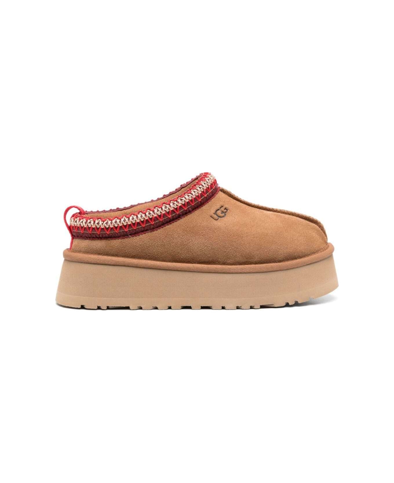 UGG Beige Slipper With Logo Embroidery In Suede Woman - Beige
