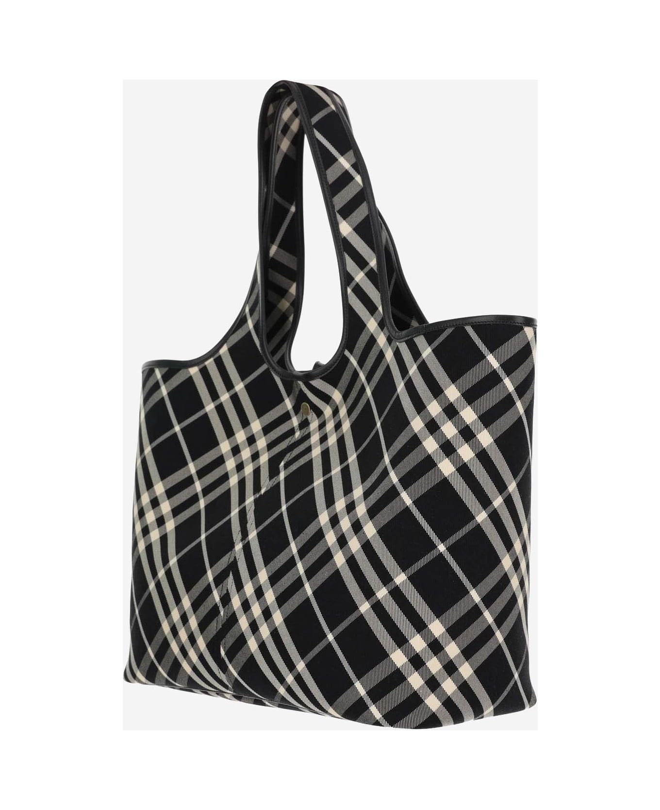 Burberry Tote Bag With Check Pattern - Black/calico