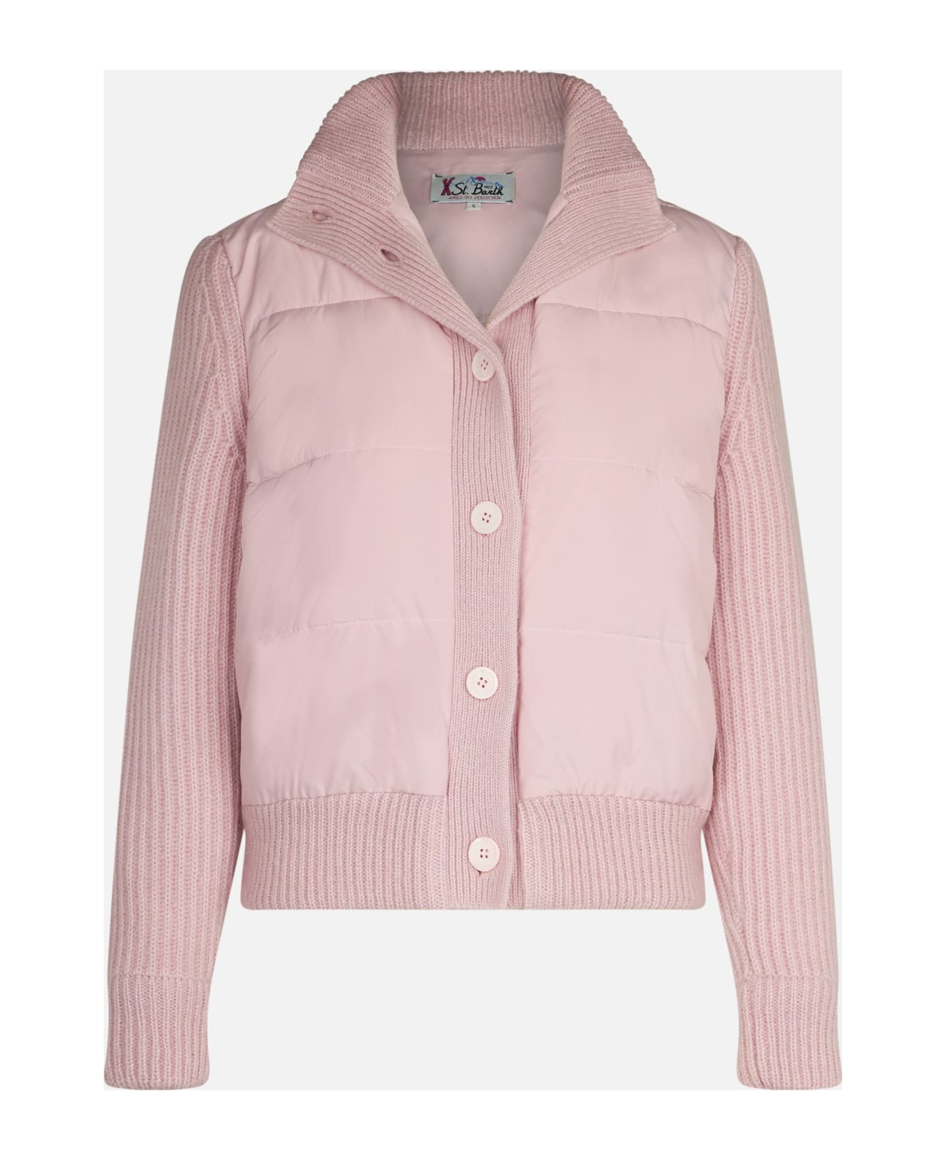 MC2 Saint Barth Woman Padded Jacket With Knitted Sleeves - PINK