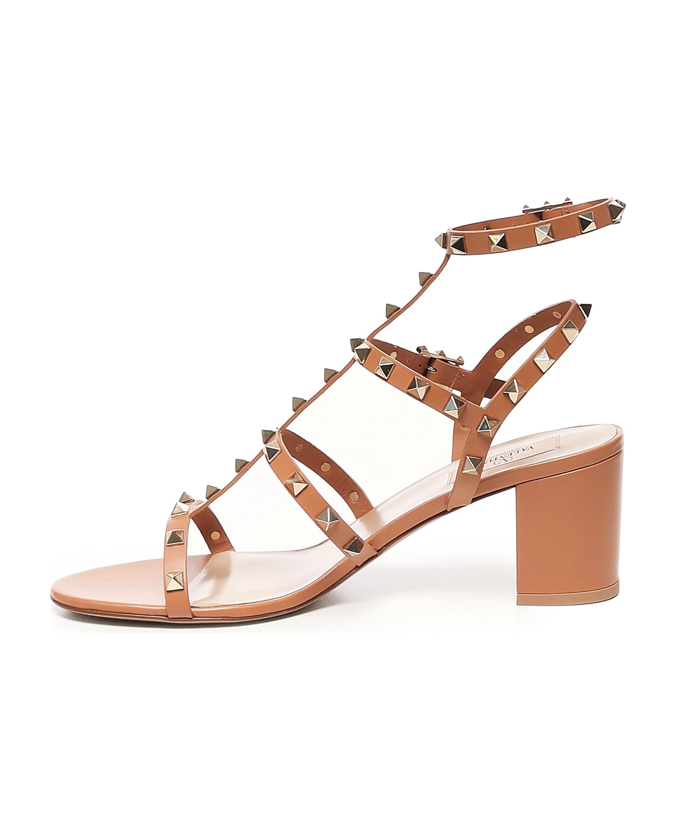 Valentino Garavani Rockstud Sandals In Calfskin - Beige