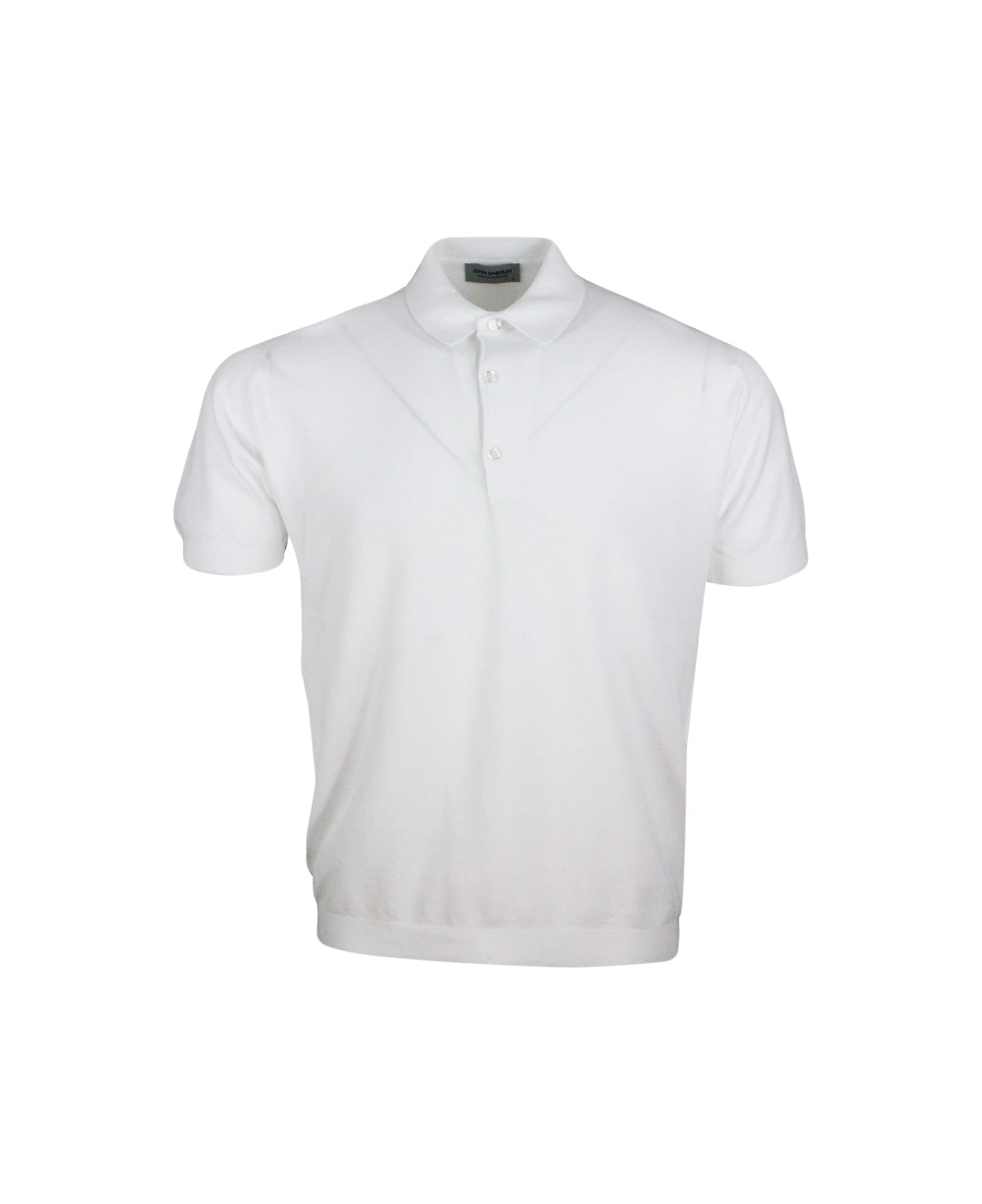 John Smedley Short-sleeved Polo Shirt In Extrafine Piqué Cotton Thread With Three Buttons - White ポロシャツ