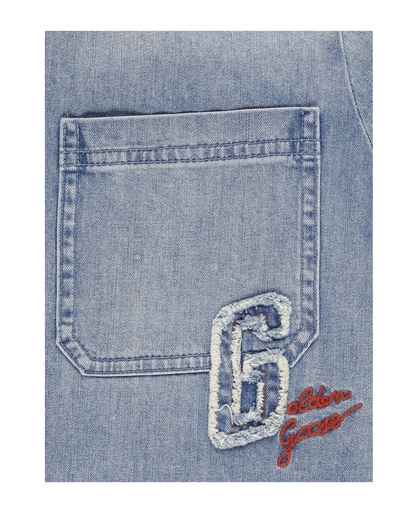 Golden Goose Denim Shirt With Logo - Blue